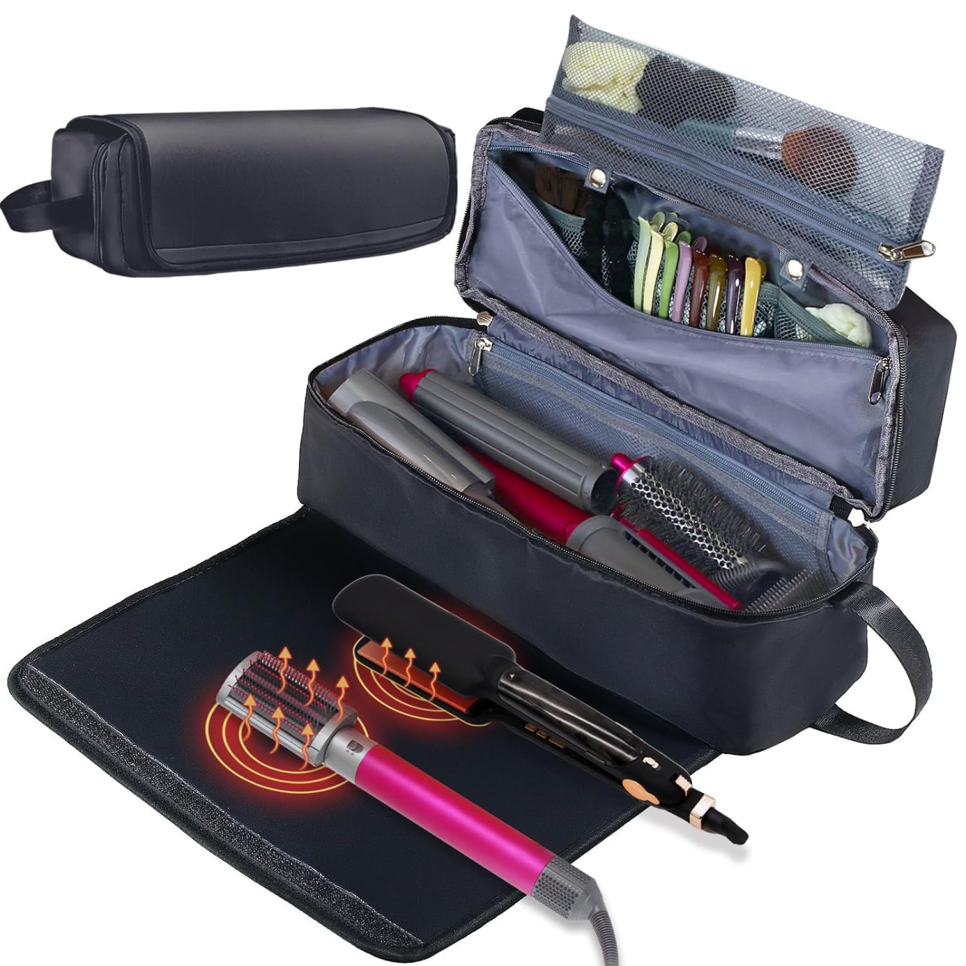 Hair Tools Travel Bag with Heat Resistant Mat Hair Styling Accessories Storage Case for Hair Dryer Flat Iron Straightener Curling Iron Haircare Accessories Travel Essentials for Women Hair Tools Travel Bag with Heat Resistant Mat Hair Styling Accessories Storage Case for Hair Dryer Flat Iron Straightener Curling Iron Haircare Accessories Travel Essentials for Women