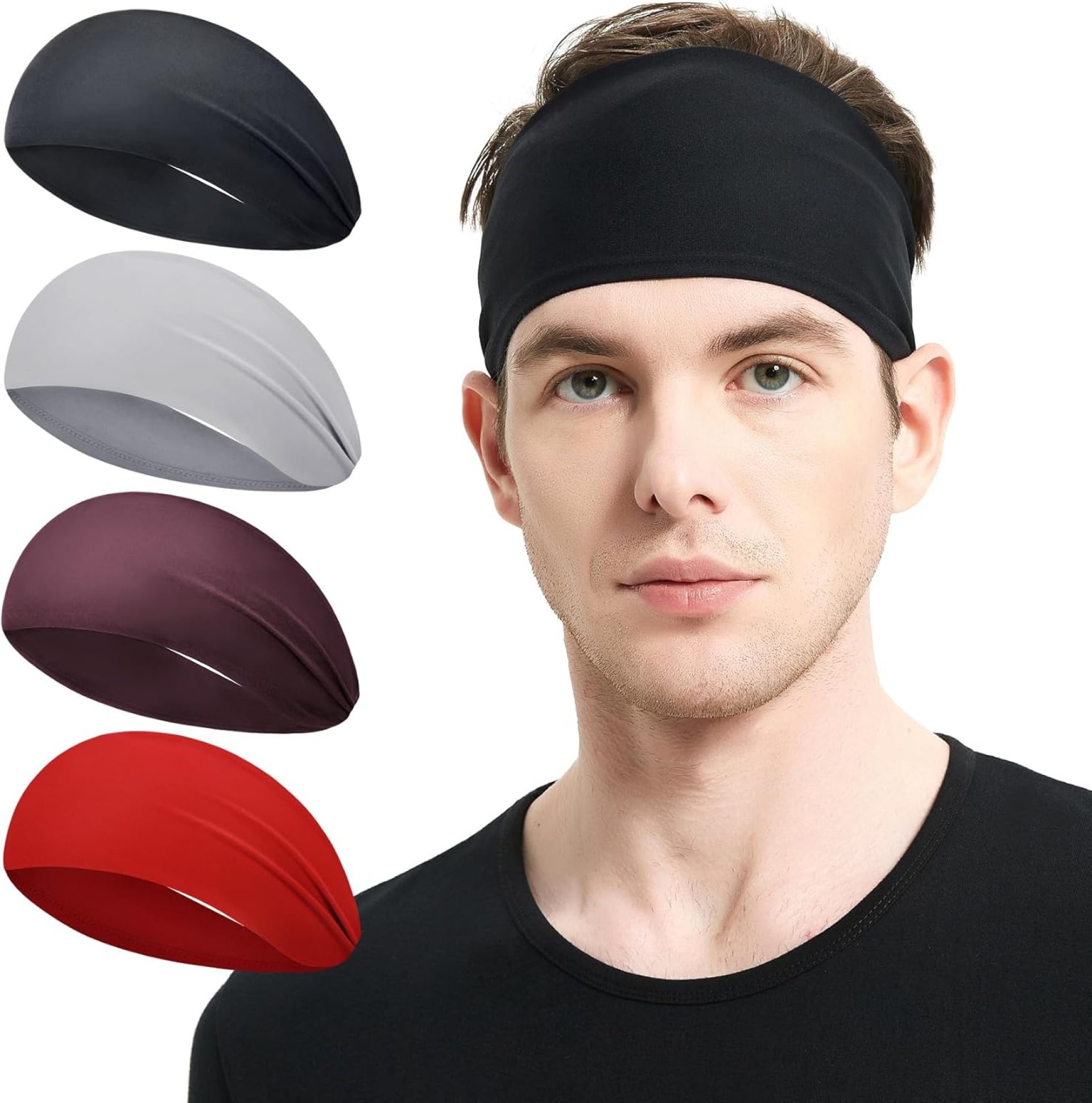 Running Headbands for Men(4 or 6 Pack, Mens Stretchy Headband for Football,Cycling,Basketball,Yoga,Fitness Workout Unisex Quick-Dry Sweatband Running Headbands for Men(4 or 6 Pack, Mens Stretchy Headband for Football,Cycling,Basketball,Yoga,Fitness Workout Unisex Quick-Dry Sweatband