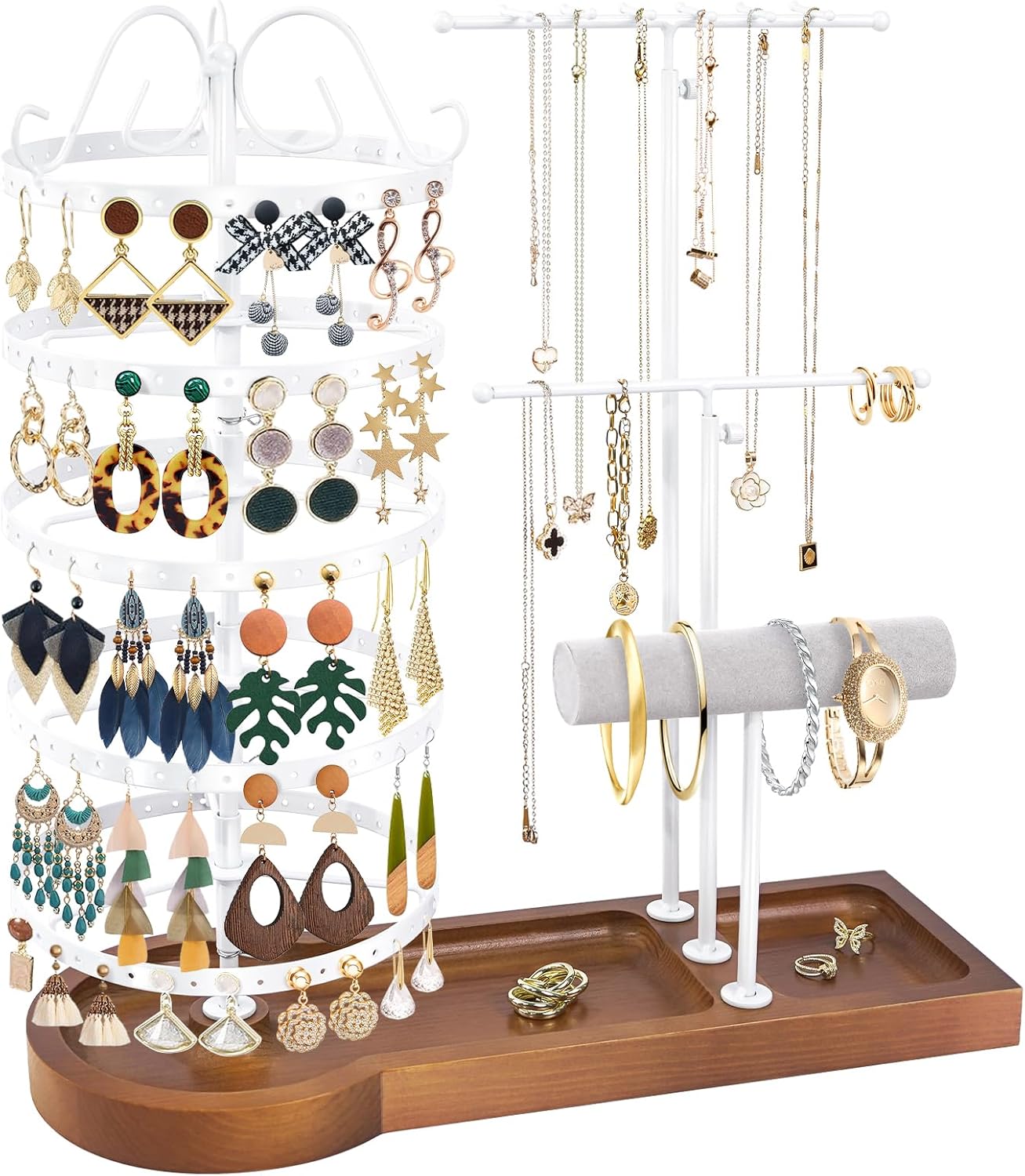 Jewelry Organizer Stand, Metal Rotating Earring Holder Organizer, Multi-Functional Adjustable Necklace Rack Holder Bracelet Watch Holder for Jewelry Earrings Ring Jewelry Organizer Stand, Metal Rotating Earring Holder Organizer, Multi-Functional Adjustable Necklace Rack Holder Bracelet Watch Holder for Jewelry Earrings Ring
