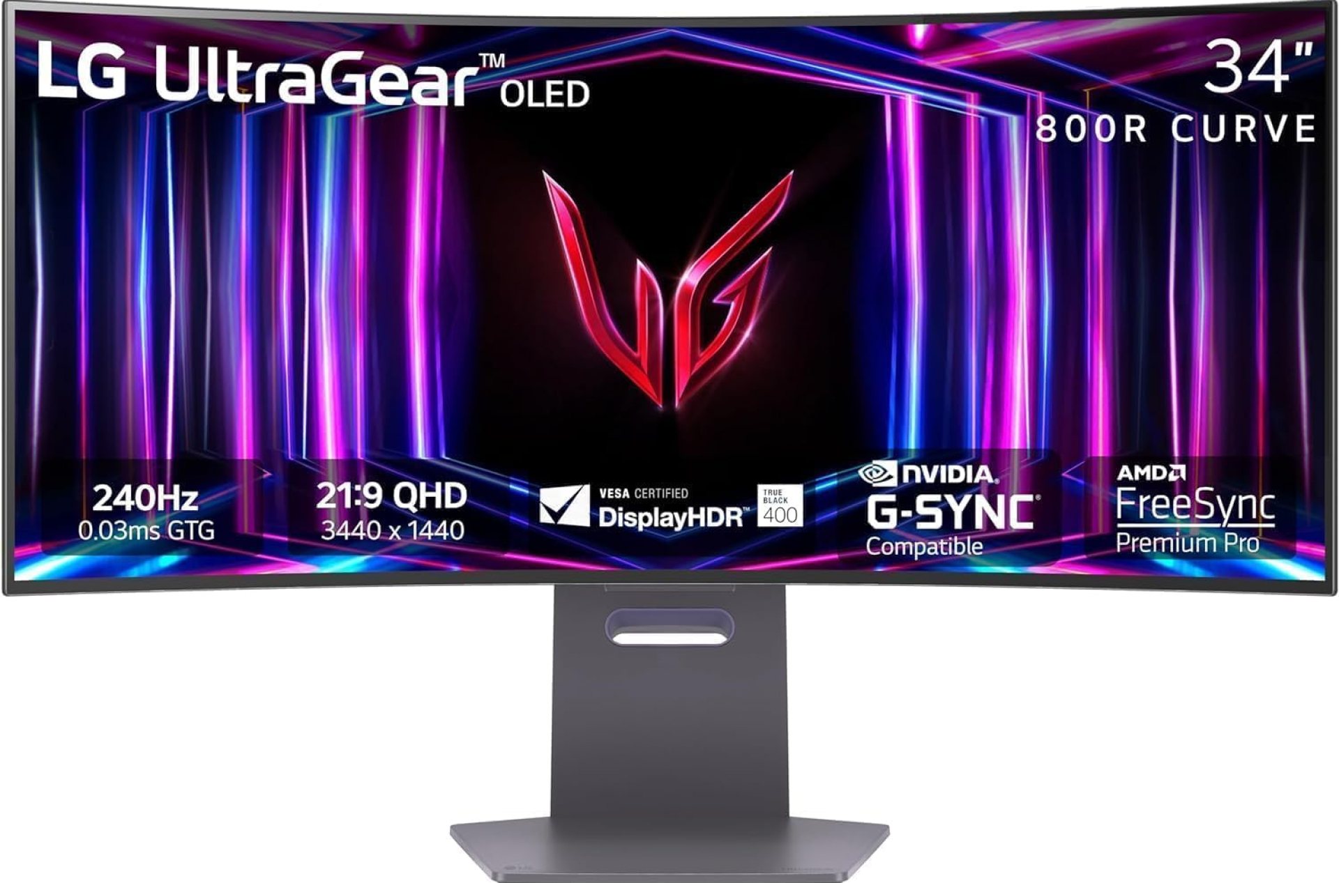 LG 34GS95QE 34-inch Ultragear OLED Curved Gaming Monitor WQHD 1440p 800R 240Hz 0.03ms AMD FreeSync Premium Pro NVIDIA G-Sync HDMI 2.1 DisplayPort Tilt/Height/Swivel Stand Black LG 34GS95QE 34-inch Ultragear OLED Curved Gaming Monitor WQHD 1440p 800R 240Hz 0.03ms AMD FreeSync Premium Pro NVIDIA G-Sync HDMI 2.1 DisplayPort Tilt/Height/Swivel Stand Black