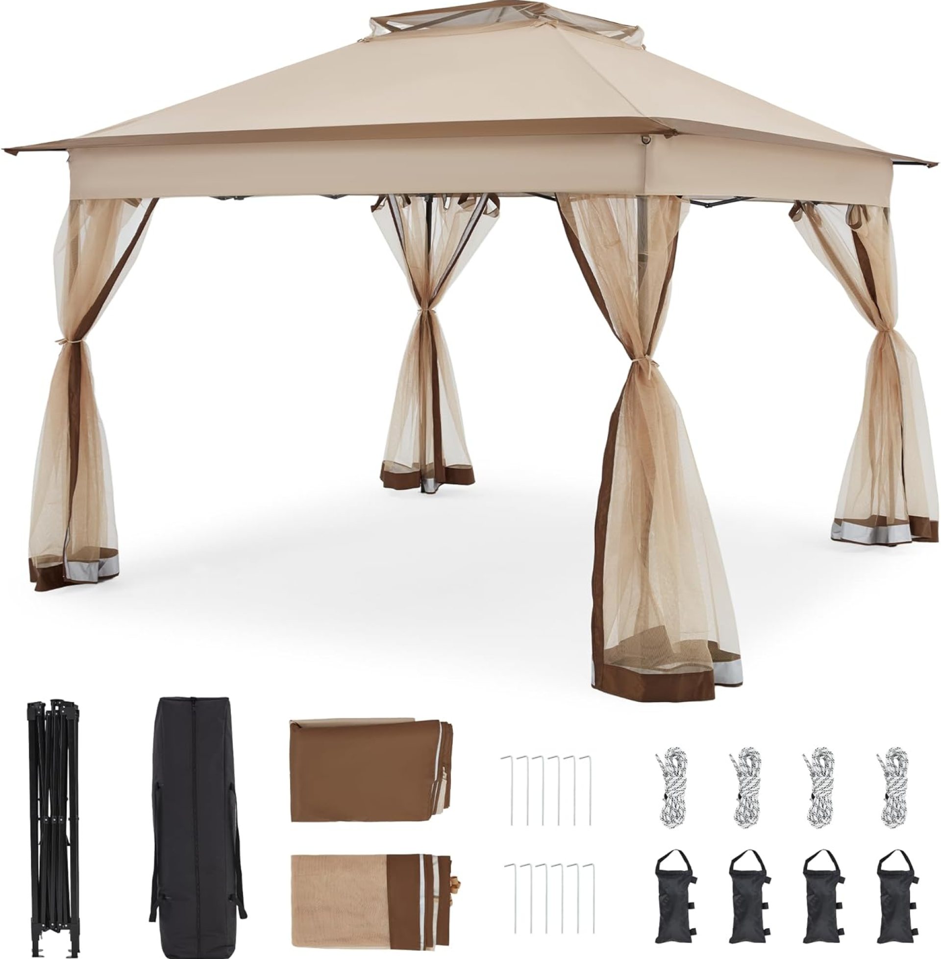 Bezseller 11×11 Pop Up Gazebo Tent with Mosquito Netting,Outoor Canopy Tent Large Quick Set and Easy to Carry,Water-Resistant Oxford Tarp Shelter for Patio Garden Backyard Party Bezseller 11×11 Pop Up Gazebo Tent with Mosquito Netting,Outoor Canopy Tent Large Quick Set and Easy to Carry,Water-Resistant Oxford Tarp Shelter for Patio Garden Backyard Party