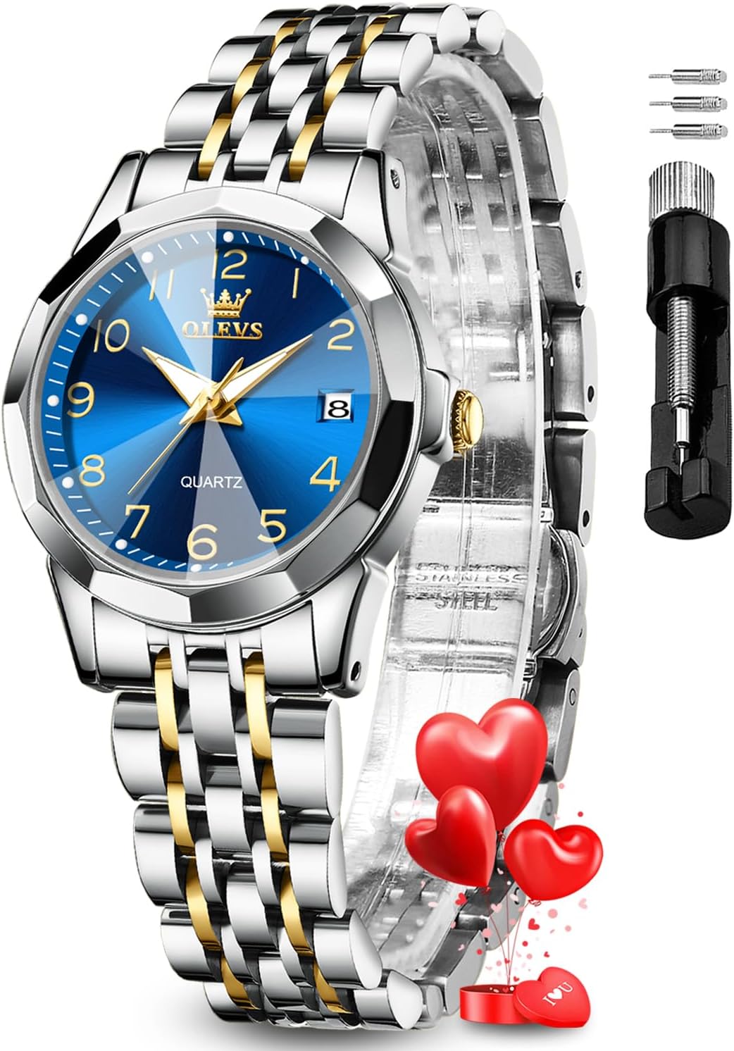 OLEVS Womens Watch Fashion Dress Diamond Female Watches for Ladies Analog Quartz Stainless Steel Waterproof Luminous Day Date Two Tone Wristwatch OLEVS Womens Watch Fashion Dress Diamond Female Watches for Ladies Analog Quartz Stainless Steel Waterproof Luminous Day Date Two Tone Wristwatch