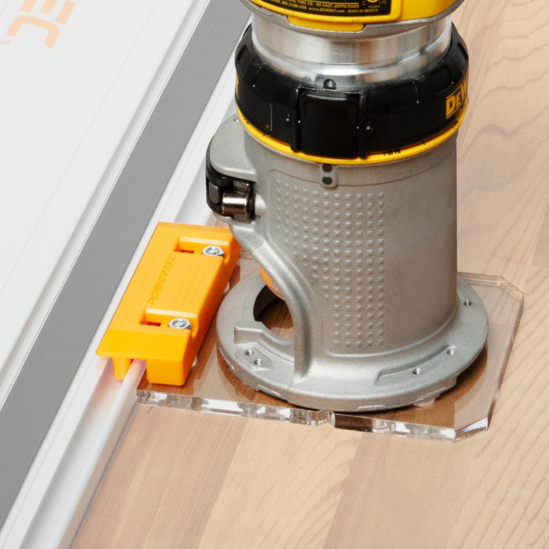 POWERTEC 72019 Router Guide Rail Adapter for DeWalt DWP611 and DCW600B Fixed Base Trim Routers – Compatible with Powertec, Makita, Festool, Milwaukee, Kreg ACS, WEN, Triton, Ridgid Guide Rails POWERTEC 72019 Router Guide Rail Adapter for DeWalt DWP611 and DCW600B Fixed Base Trim Routers – Compatible with Powertec, Makita, Festool, Milwaukee, Kreg ACS, WEN, Triton, Ridgid Guide Rails