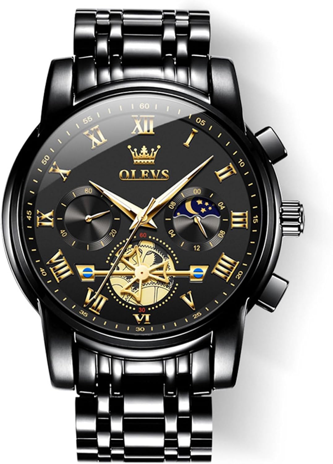 OLEVS Men Business Watches Dress Watch with Day,Green/Black/White/Blue Face,Flywheel Multifunction Luminous Men Stainless Steel Wristwatch OLEVS Men Business Watches Dress Watch with Day,Green/Black/White/Blue Face,Flywheel Multifunction Luminous Men Stainless Steel Wristwatch