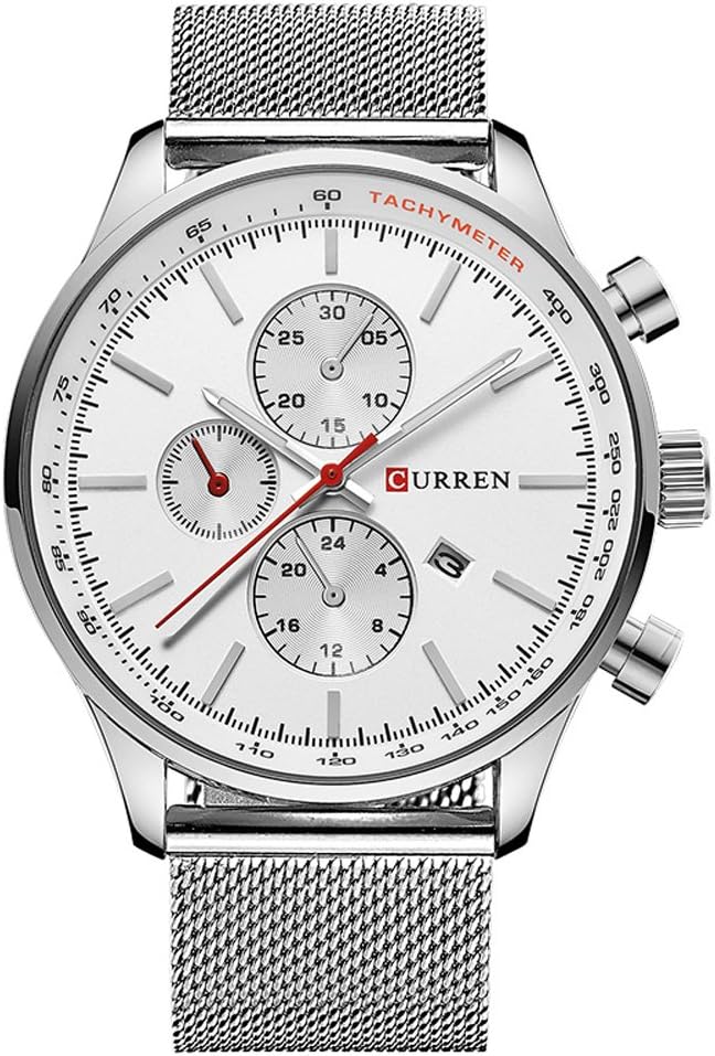 Watches Mens Brand Luxury Stainless Steel Quartz Watch Men Casual Waterproof Clock Men Sport Wristwatch (Silver white) Watches Mens Brand Luxury Stainless Steel Quartz Watch Men Casual Waterproof Clock Men Sport Wristwatch (Silver white)