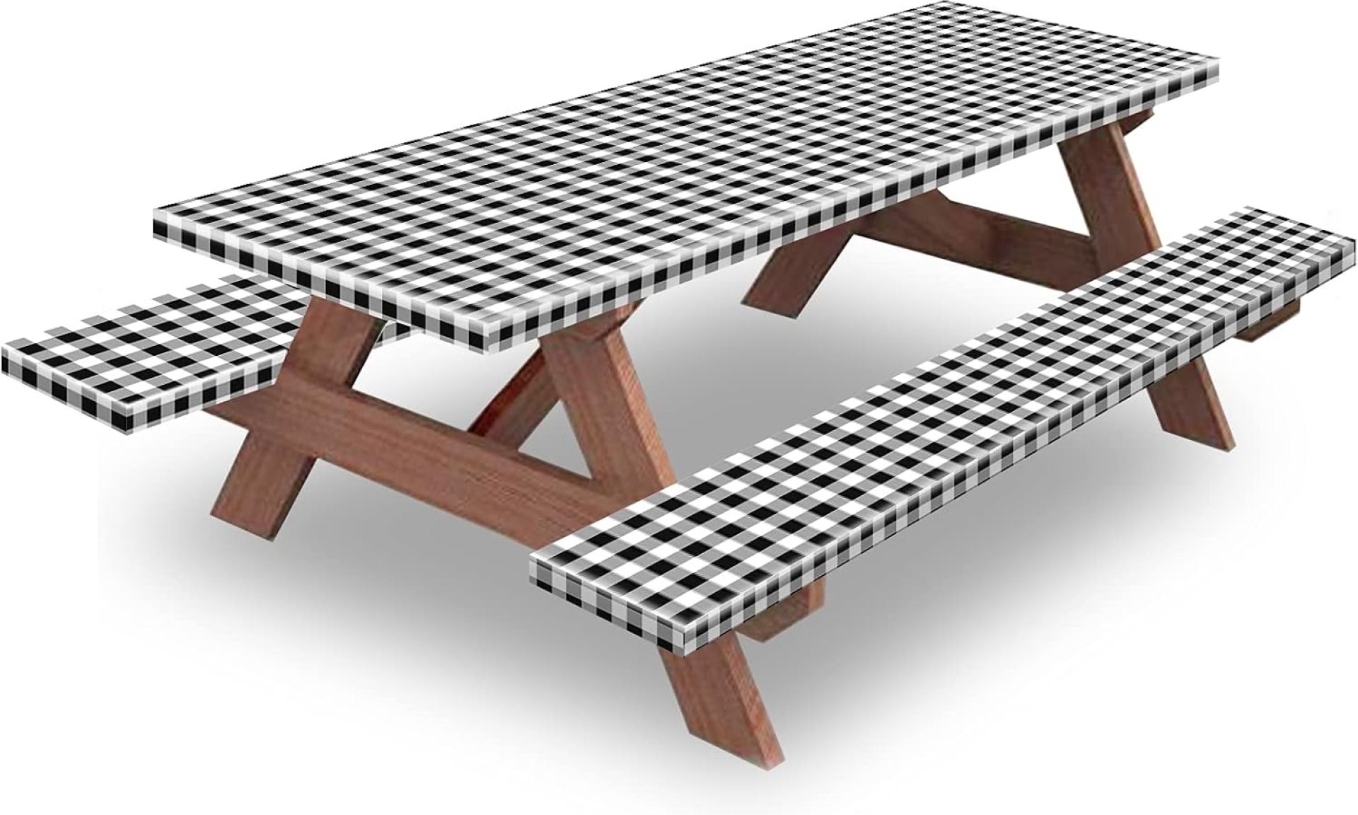 KENOBEE 6ft Picnic Table and Bench Cover, Camping Essentials RV Gear, 72in Waterproof Windproof Outdoor Elastic All Around Tablecloth, Fitted Rectangle Tables and Seats, Black-White Checkered KENOBEE 6ft Picnic Table and Bench Cover, Camping Essentials RV Gear, 72in Waterproof Windproof Outdoor Elastic All Around Tablecloth, Fitted Rectangle Tables and Seats, Black-White Checkered