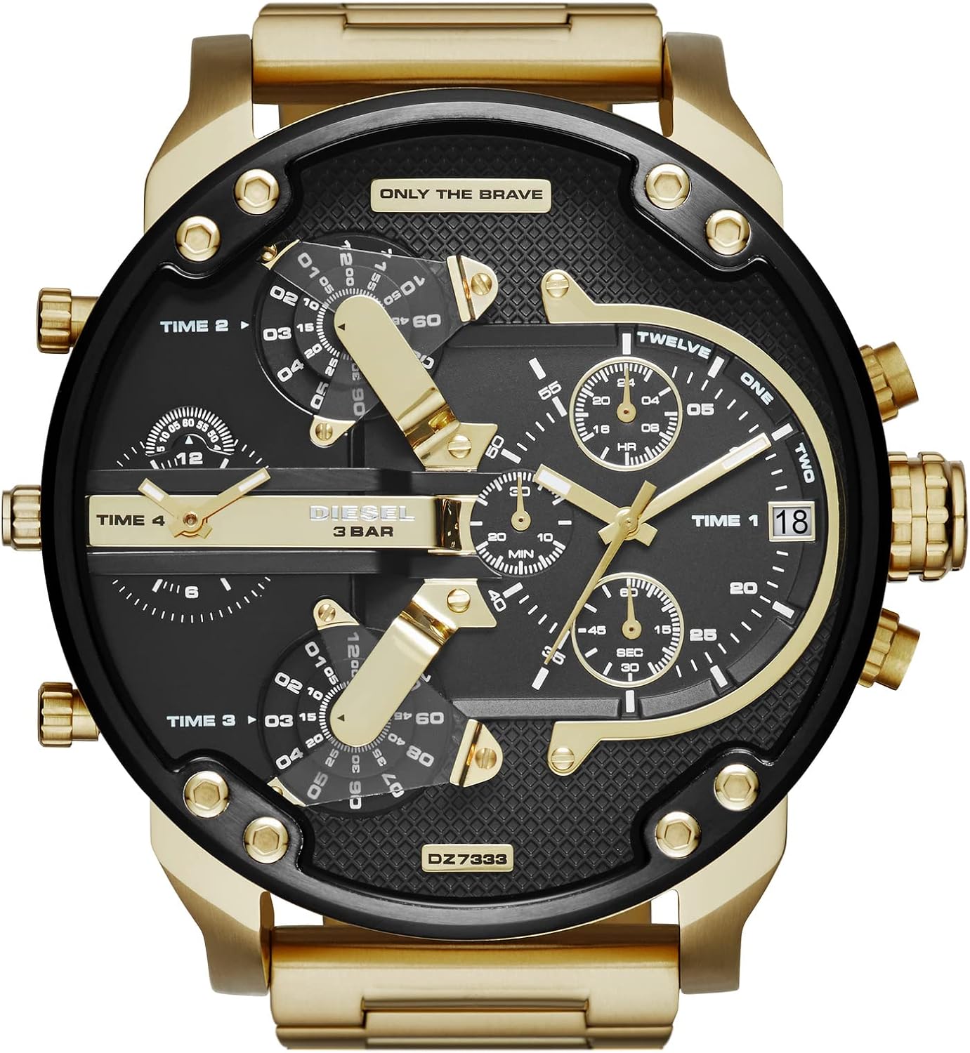 Diesel Mr. Daddy 2.0 Stainless Steel Chronograph Men’s Watch, Color: Black, Gold (Model: DZ7333) Diesel Mr. Daddy 2.0 Stainless Steel Chronograph Men’s Watch, Color: Black, Gold (Model: DZ7333)