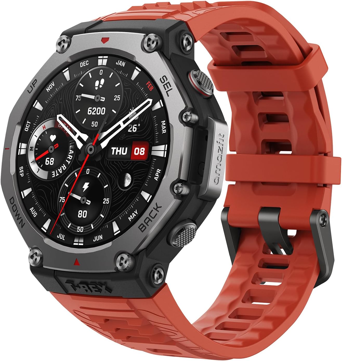 Amazfit Refurbished T-Rex 3 Rugged Military Smart Watch 48mm, GPS, Offline Maps, 100m Water-Resistant, Outdoor Fitness Smartwatch for Men, 170 Sport Modes, AI, Voice Control, Renewed (Lava) Amazfit Refurbished T-Rex 3 Rugged Military Smart Watch 48mm, GPS, Offline Maps, 100m Water-Resistant, Outdoor Fitness Smartwatch for Men, 170 Sport Modes, AI, Voice Control, Renewed (Lava)