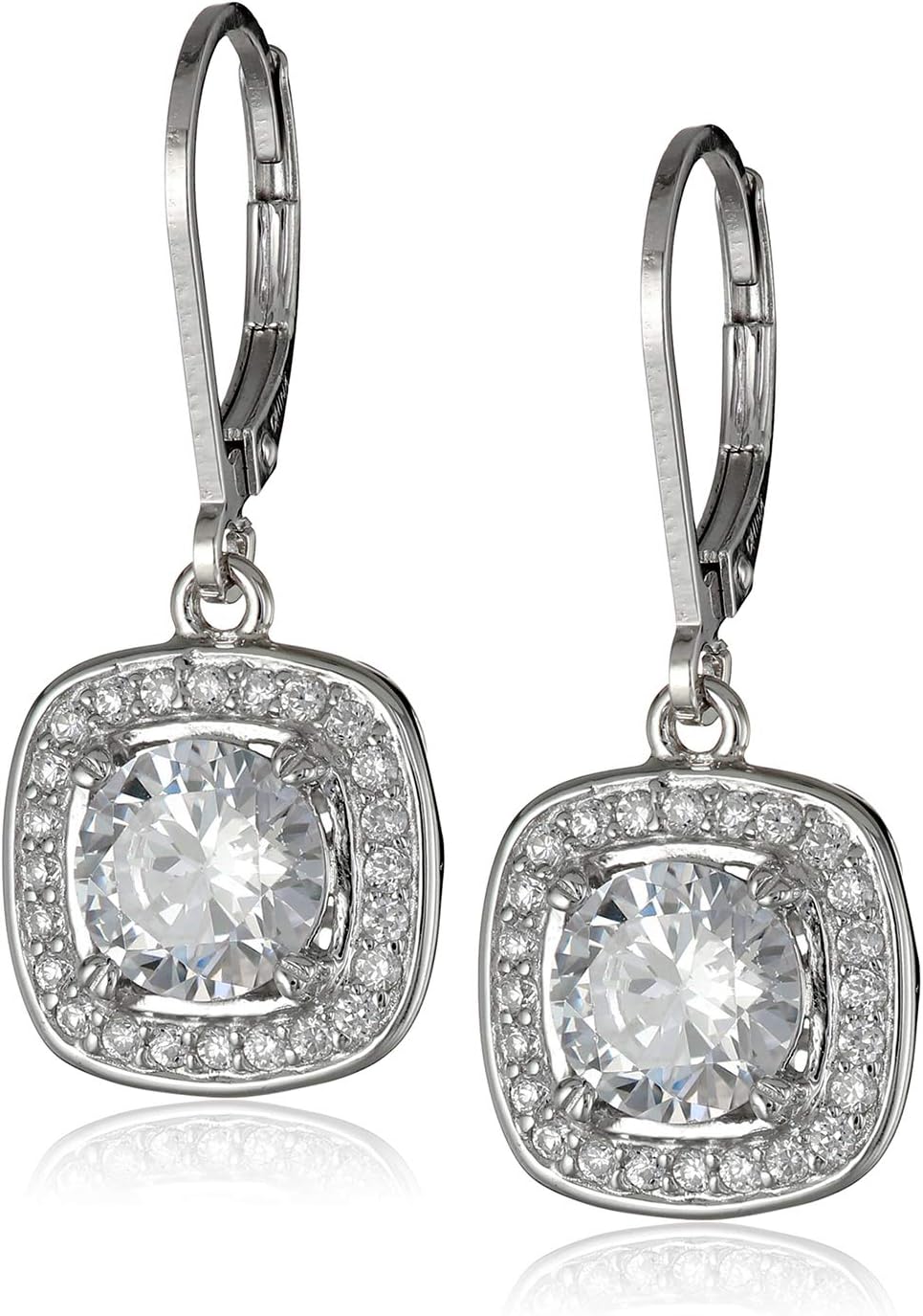 Amazon Collection Sterling Silver or Gold Plated Cubic Zirconia Halo Set Lever-Back Drop Earrings Amazon Collection Sterling Silver or Gold Plated Cubic Zirconia Halo Set Lever-Back Drop Earrings