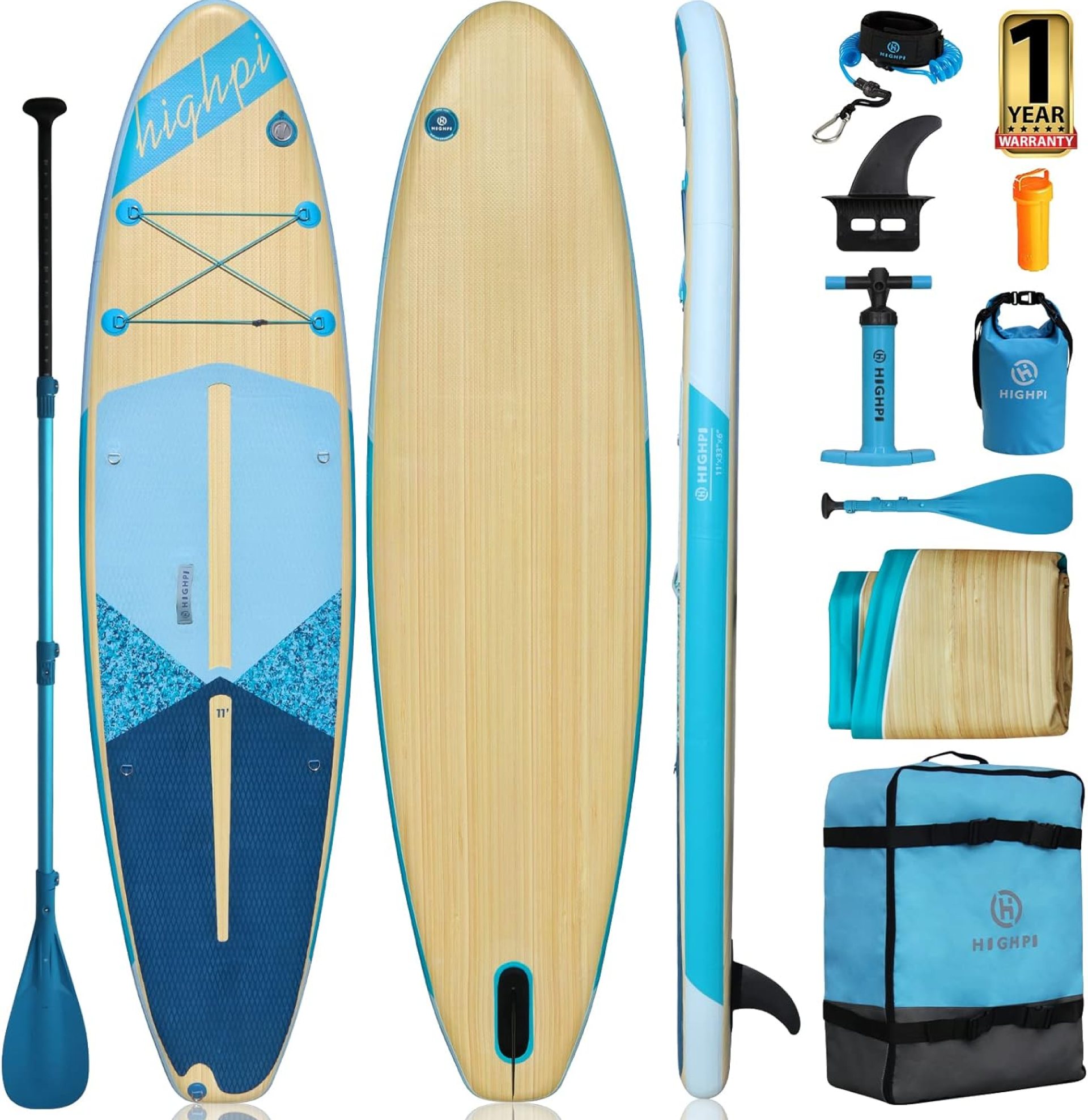 Highpi Inflatable Stand Up Paddle Board 11’x33”x6”W Premium SUP Accessories, Backpack, Wide Stance, Surf Control, Non-Slip Deck, Leash, Paddle and Pump,Standing Boat for Youth & Adult Highpi Inflatable Stand Up Paddle Board 11’x33”x6”W Premium SUP Accessories, Backpack, Wide Stance, Surf Control, Non-Slip Deck, Leash, Paddle and Pump,Standing Boat for Youth & Adult