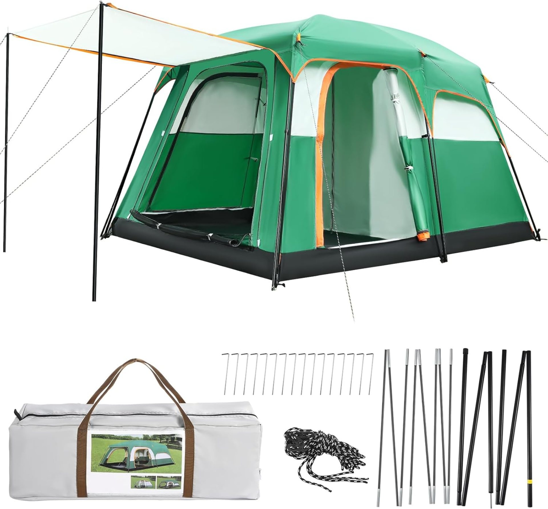 Camping Tent 6 Person Waterproof Windproof Pop-Up Family Tent with Top Rainfly, Mesh Windows, Double Layer, Carry Bag, Tents for Camping, Hiking, Sleepovers Camping Tent 6 Person Waterproof Windproof Pop-Up Family Tent with Top Rainfly, Mesh Windows, Double Layer, Carry Bag, Tents for Camping, Hiking, Sleepovers