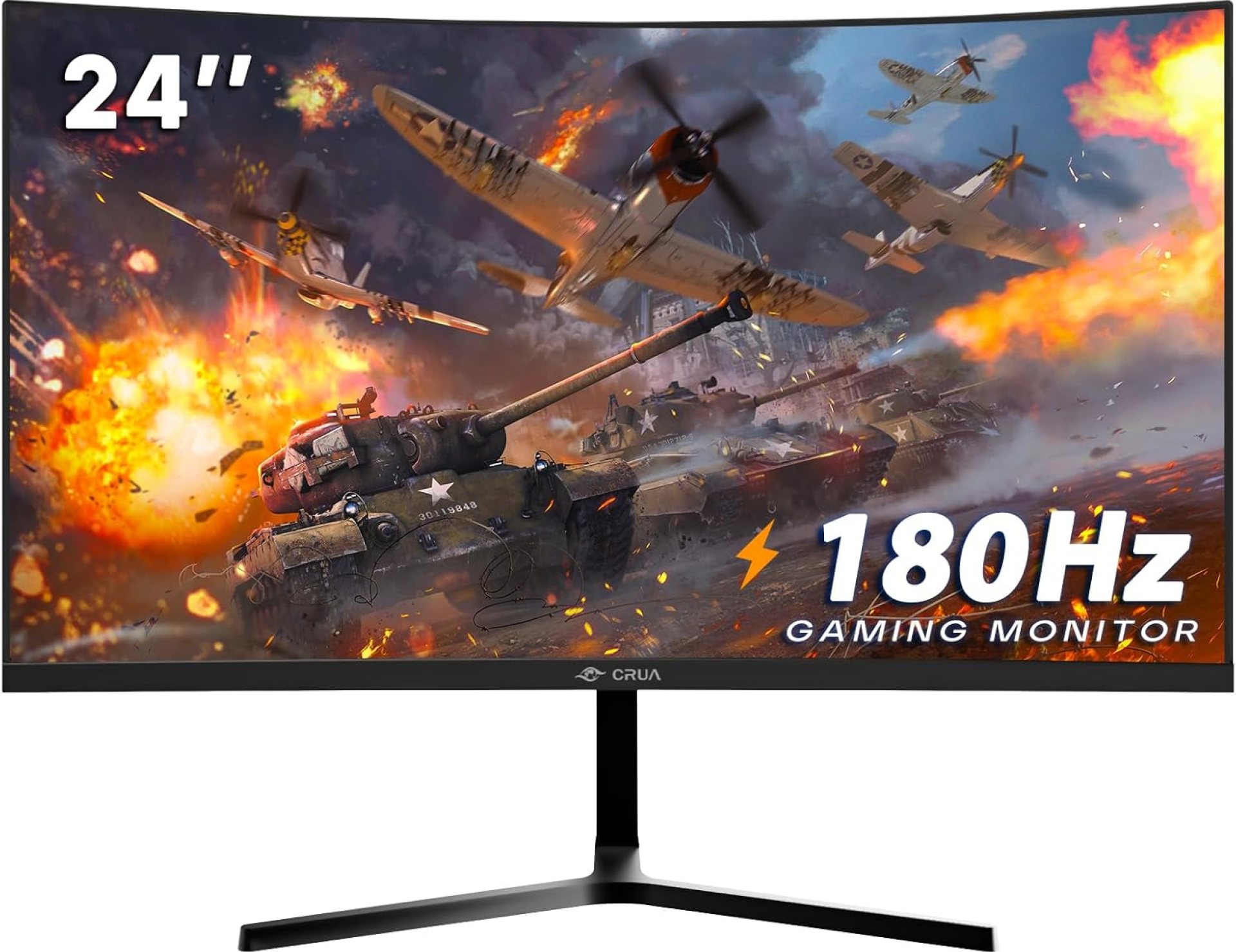 CRUA 24 Inch 144hz/180hz Curved Gaming Monitor, FHD 1080P Frameless Computer Monitors, Support AMD freesync Low Motion Blur, Eye Care, DP, HDMI, Compatible Wall Mountable Installs-Black CRUA 24 Inch 144hz/180hz Curved Gaming Monitor, FHD 1080P Frameless Computer Monitors, Support AMD freesync Low Motion Blur, Eye Care, DP, HDMI, Compatible Wall Mountable Installs-Black
