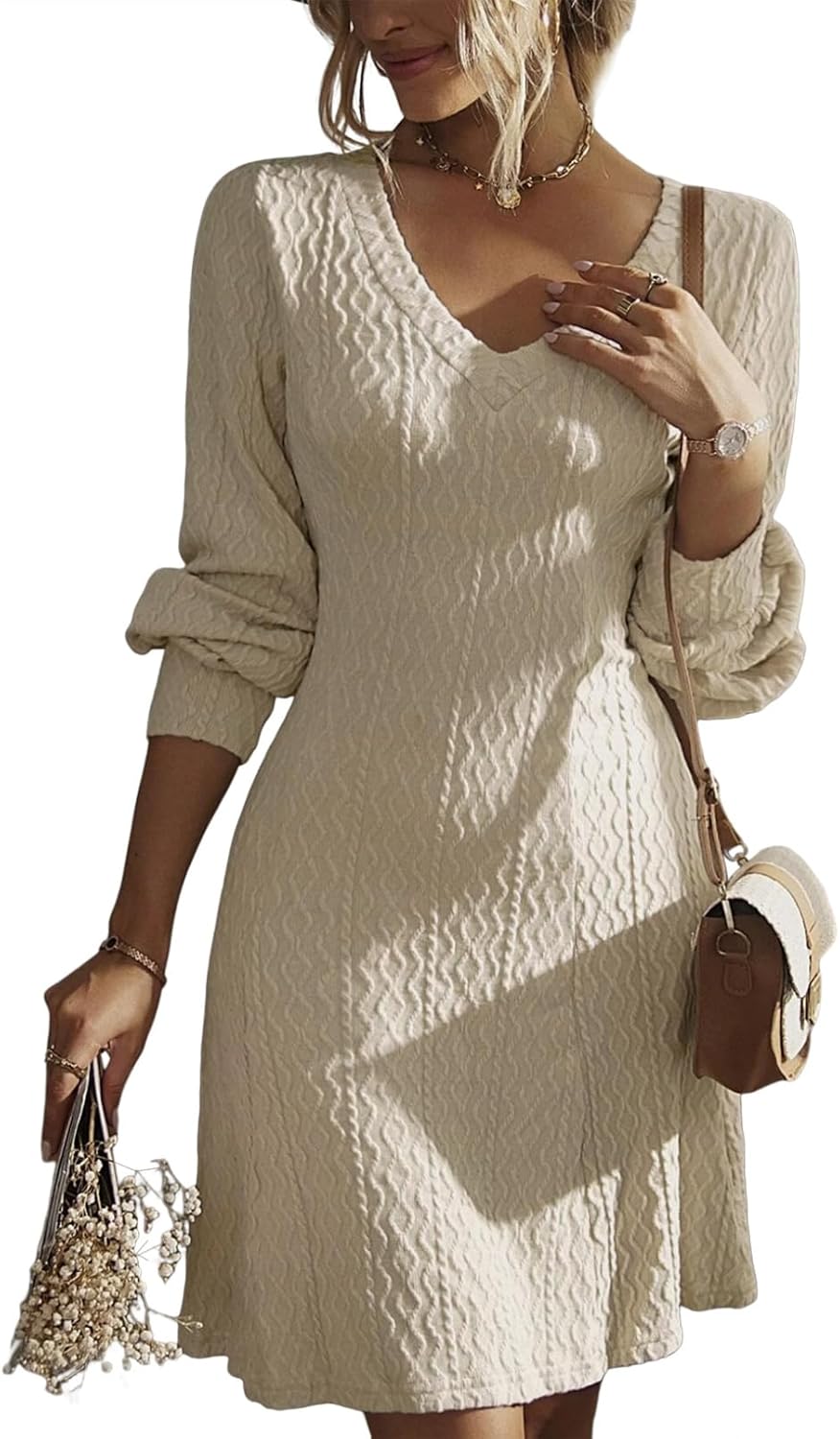 Dokotoo Work Dresses for Women 2025 Trendy Spring Dresses V Neck Knit A Line Long Sleeve Dress Sweater Dress Dokotoo Work Dresses for Women 2025 Trendy Spring Dresses V Neck Knit A Line Long Sleeve Dress Sweater Dress