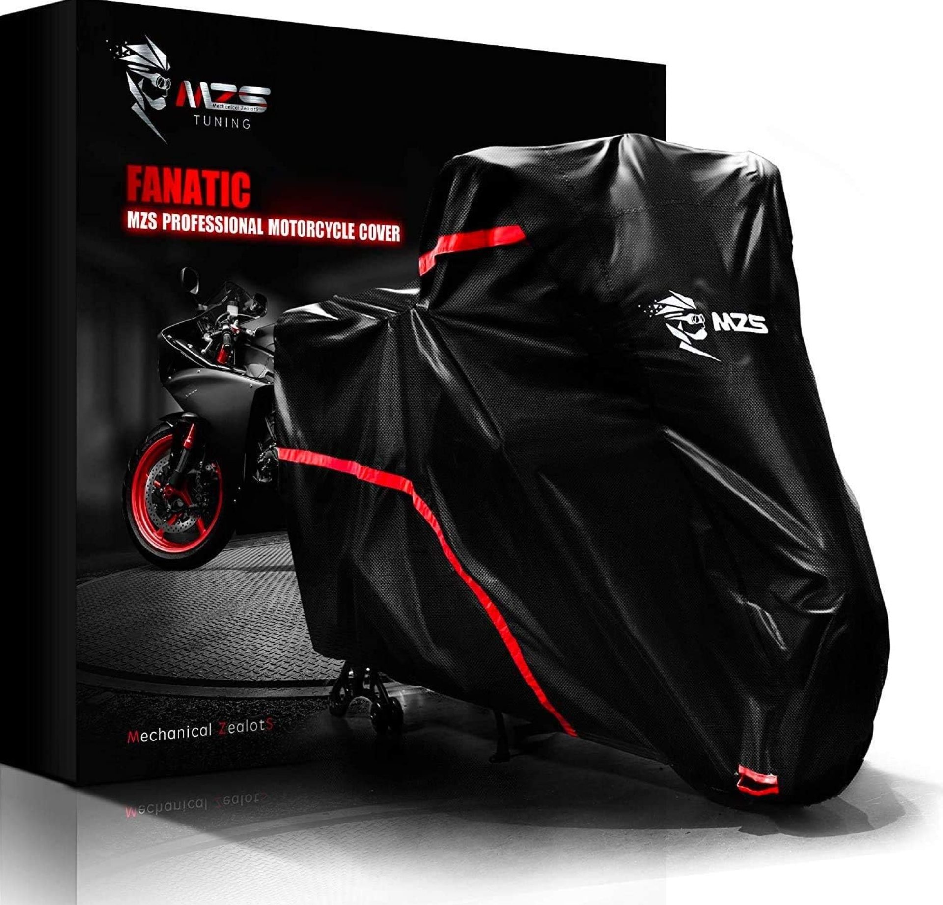 MZS Motorcycle Cover – All Season Weather Outdoor Waterproof Protection fits up to 86 inch L Compatible Sport Bikes Cruiser – Vents Night Reflective Tear Scratch Proof Sunblock Adjuster Buckle MZS Motorcycle Cover – All Season Weather Outdoor Waterproof Protection fits up to 86 inch L Compatible Sport Bikes Cruiser – Vents Night Reflective Tear Scratch Proof Sunblock Adjuster Buckle