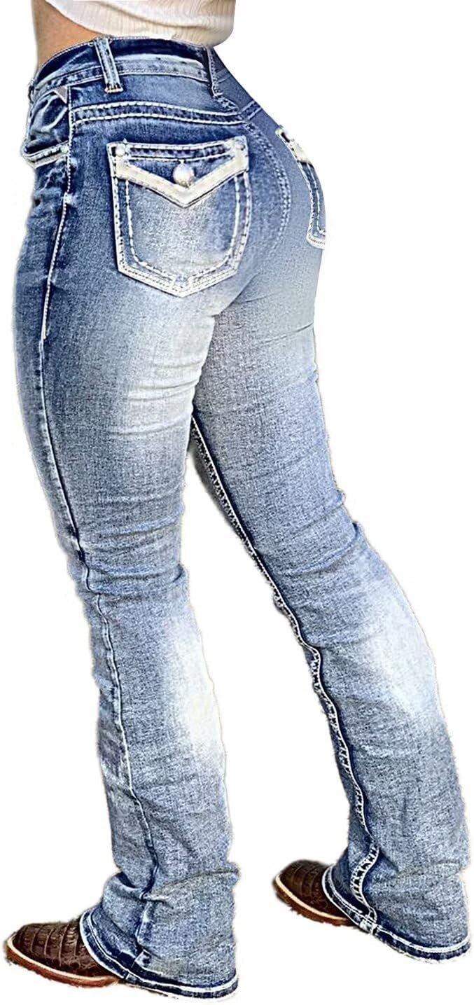 Flamingals Boot Cut Jeans for Women Trendy Stretch Jeans Butt Lifting Jeans Tummy Control Jeans Denim Pants Flamingals Boot Cut Jeans for Women Trendy Stretch Jeans Butt Lifting Jeans Tummy Control Jeans Denim Pants