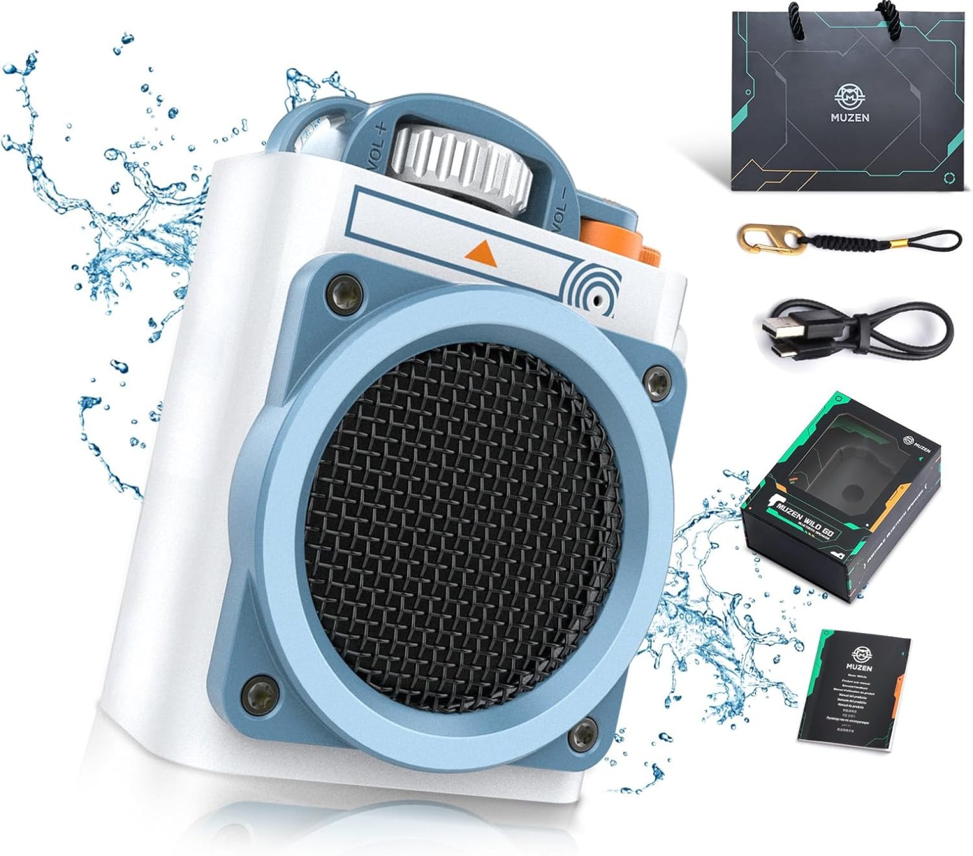 Muzen Portable Bluetooth Speaker, Wild GO IPX5 Waterproof Speaker, Small Bluetooth Speaker, Loud Stereo Sound,Best Wireless Speakers for Outdoor Travel Camping Muzen Portable Bluetooth Speaker, Wild GO IPX5 Waterproof Speaker, Small Bluetooth Speaker, Loud Stereo Sound,Best Wireless Speakers for Outdoor Travel Camping