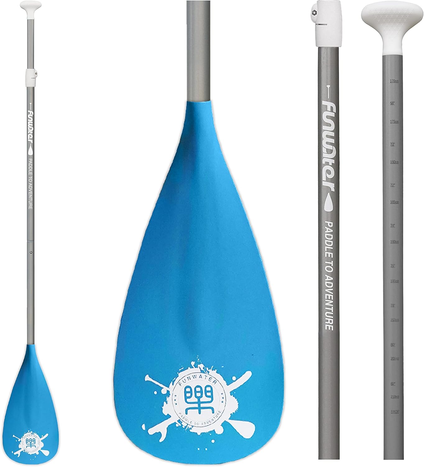 FunWater SUP Paddles – Adjustable Stand Up Paddle 3 Piece Floating Alloy Portable Paddle Board Paddles – Lightweight & Floating oars – Durable and Packable – Efficient Padding FunWater SUP Paddles – Adjustable Stand Up Paddle 3 Piece Floating Alloy Portable Paddle Board Paddles – Lightweight & Floating oars – Durable and Packable – Efficient Padding