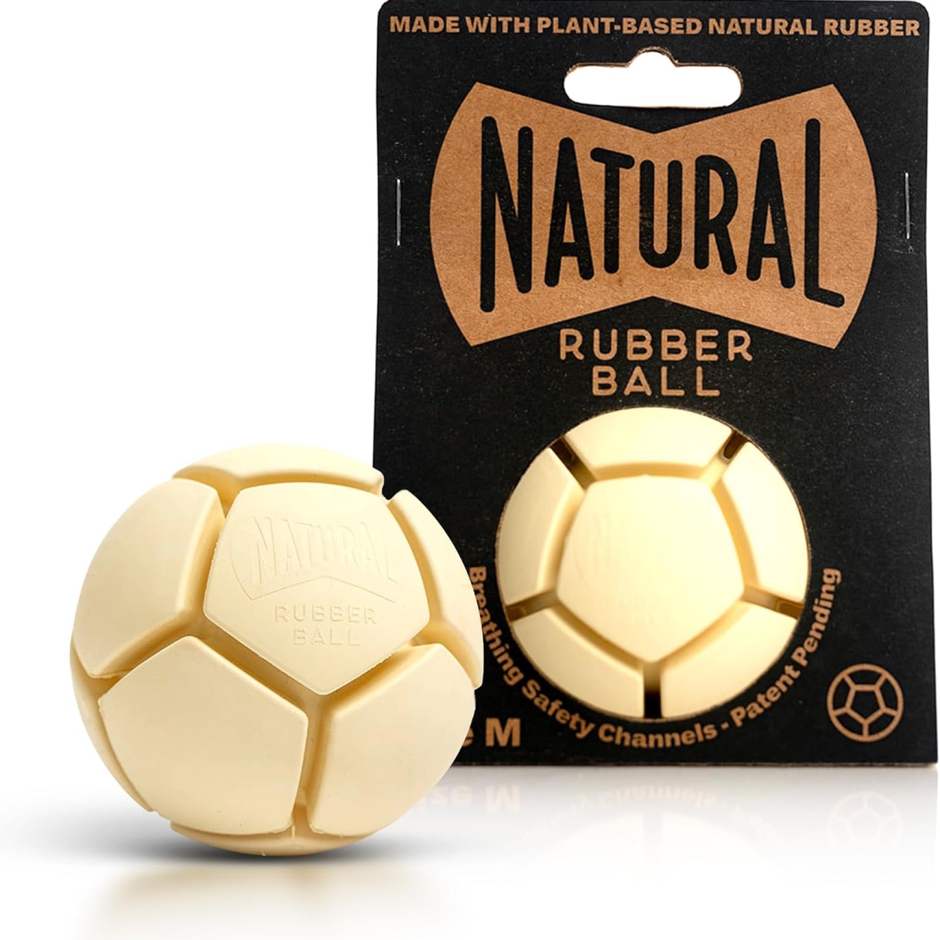 Natural Rubber Dog Ball – Round Chew Toy for Medium to Large Dogs – Dog Toys Made from Sustainable Rubber – Patented Safety Channels for Airflow & Safe Play – Supports Dental Wellness Natural Rubber Dog Ball – Round Chew Toy for Medium to Large Dogs – Dog Toys Made from Sustainable Rubber – Patented Safety Channels for Airflow & Safe Play – Supports Dental Wellness