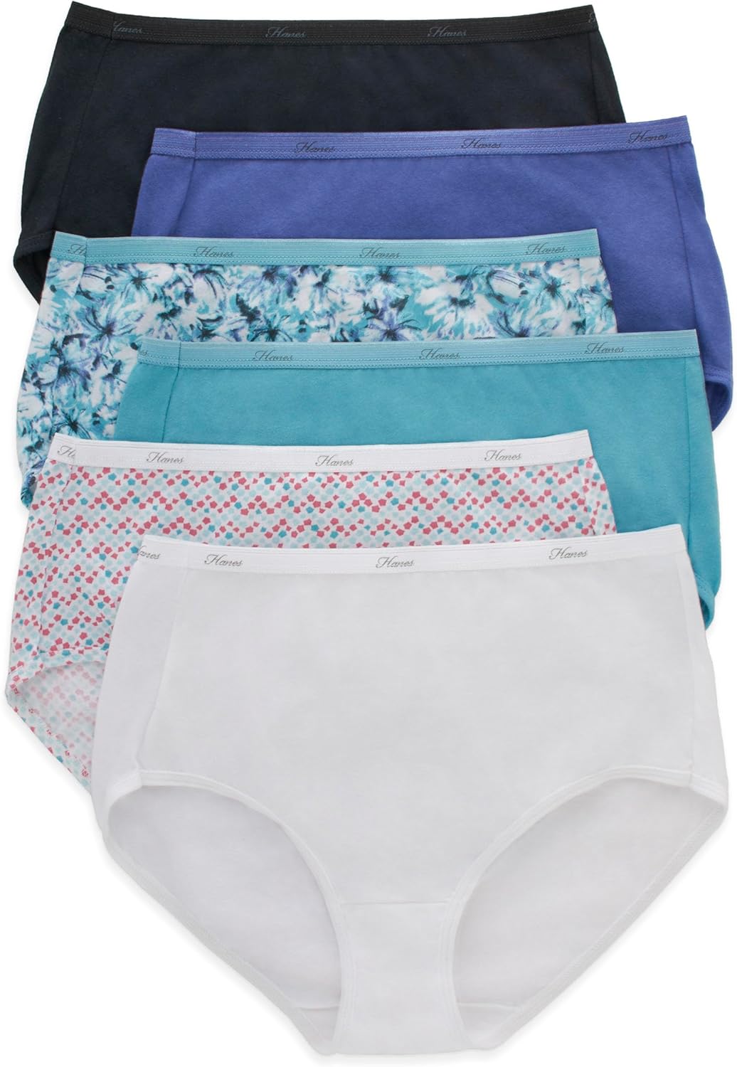 Hanes Women’s High-Waisted Brief Panties, 6-Pack, Moisture-Wicking Cotton Brief Underwear (Colors May Vary) Hanes Women’s High-Waisted Brief Panties, 6-Pack, Moisture-Wicking Cotton Brief Underwear (Colors May Vary)