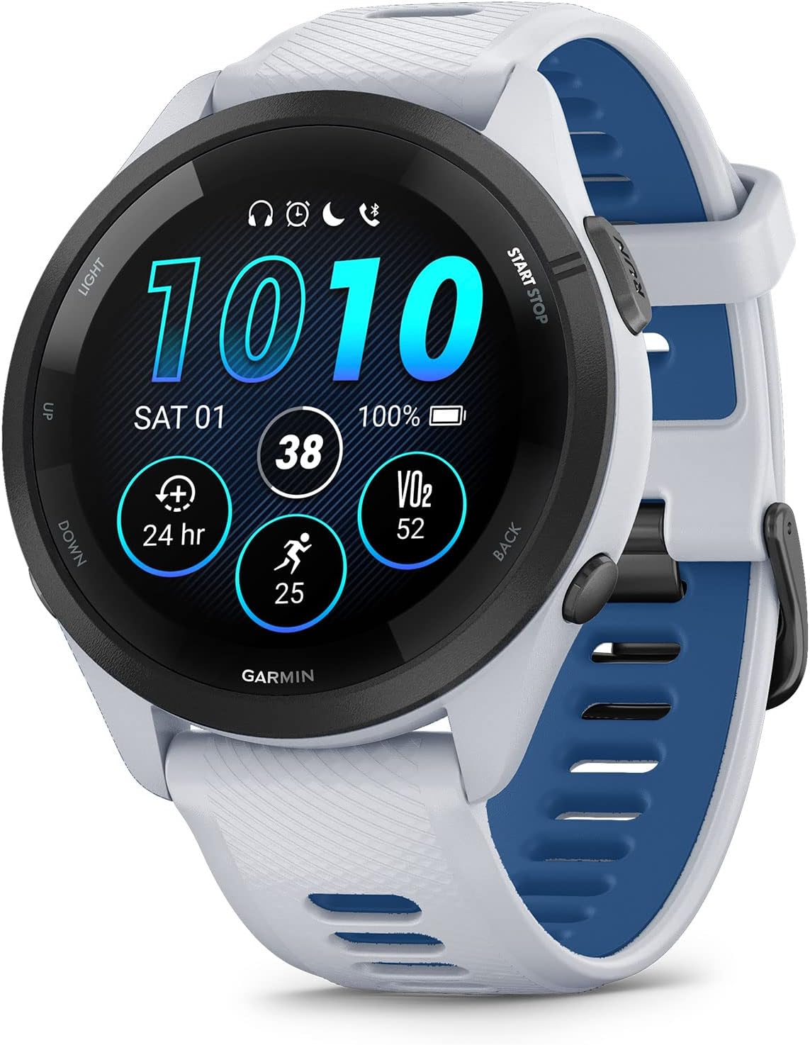 Garmin Forerunner 265 Running Smartwatch, Colorful AMOLED Display, Training Metrics and Recovery Insights, Whitestone and Tidal Blue Garmin Forerunner 265 Running Smartwatch, Colorful AMOLED Display, Training Metrics and Recovery Insights, Whitestone and Tidal Blue