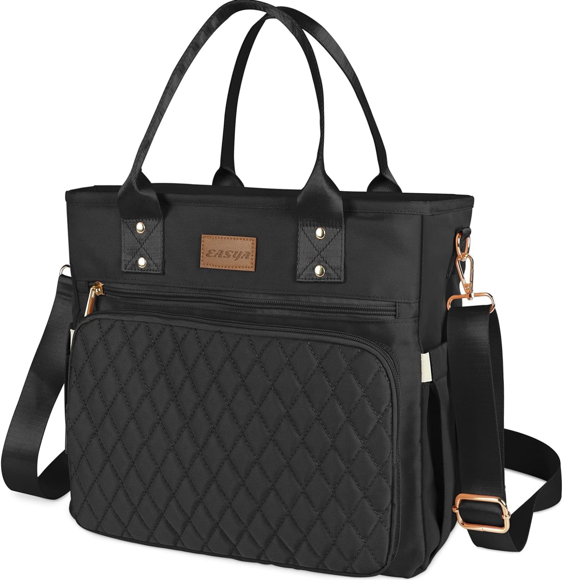 Large Insulated Lunch Bag for Work, Women’s Nylon Thermal Lunch Box, Leakproof Cooler Tote Bag with Storage Pocket (Black) Large Insulated Lunch Bag for Work, Women’s Nylon Thermal Lunch Box, Leakproof Cooler Tote Bag with Storage Pocket (Black)