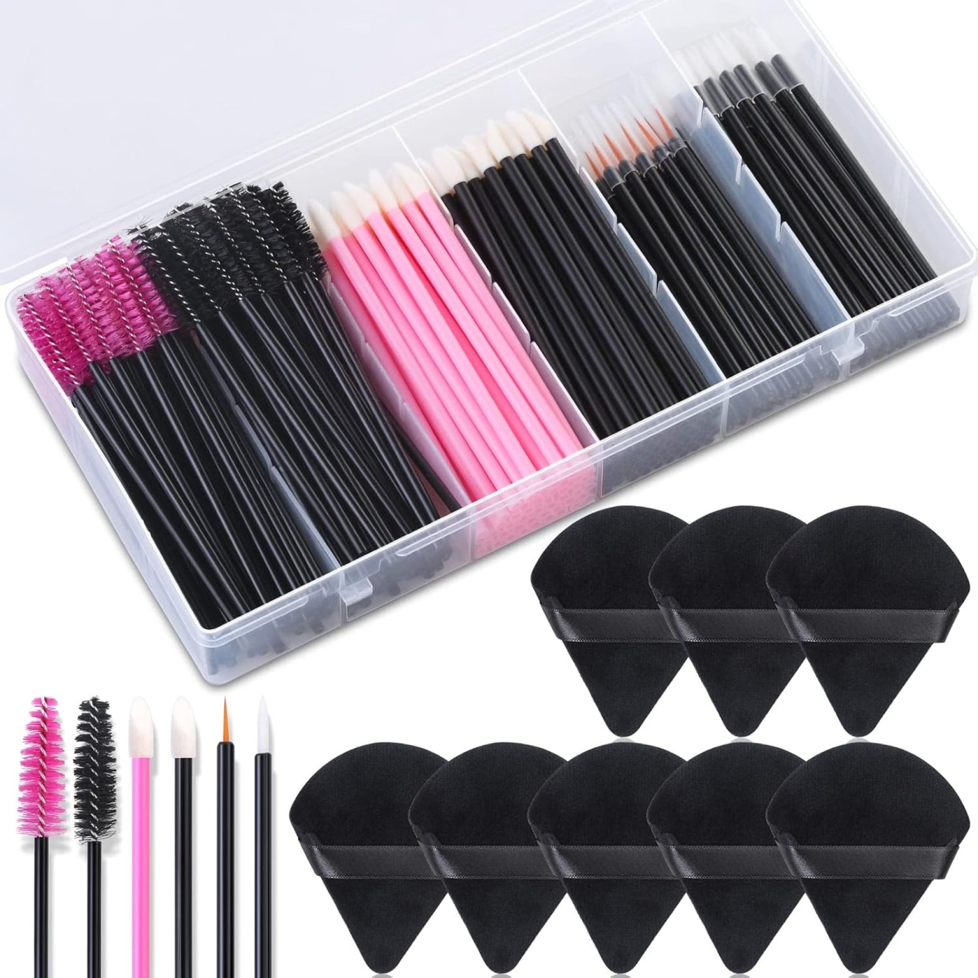 248 Pcs Disposable Makeup Applicators with Triangle Puffs, Mascara wands, Lip/Eyeliner Brushes Disposable Makeup Applicator Kit for Makeup Artist Supplies 248 Pcs Disposable Makeup Applicators with Triangle Puffs, Mascara wands, Lip/Eyeliner Brushes Disposable Makeup Applicator Kit for Makeup Artist Supplies