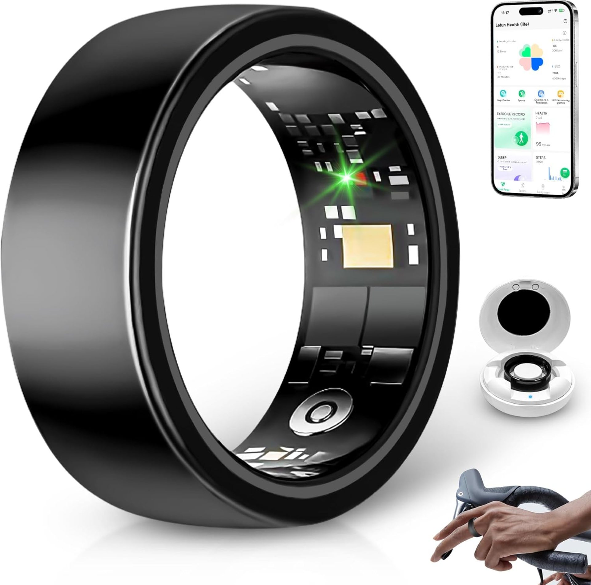 Smart Rings for Women Men, Sleep Tracker, Step Tracker, No Subscription Fee, IP68 Waterproof Smart Ring for iOS & Android (Black 7#) Smart Rings for Women Men, Sleep Tracker, Step Tracker, No Subscription Fee, IP68 Waterproof Smart Ring for iOS & Android (Black 7#)