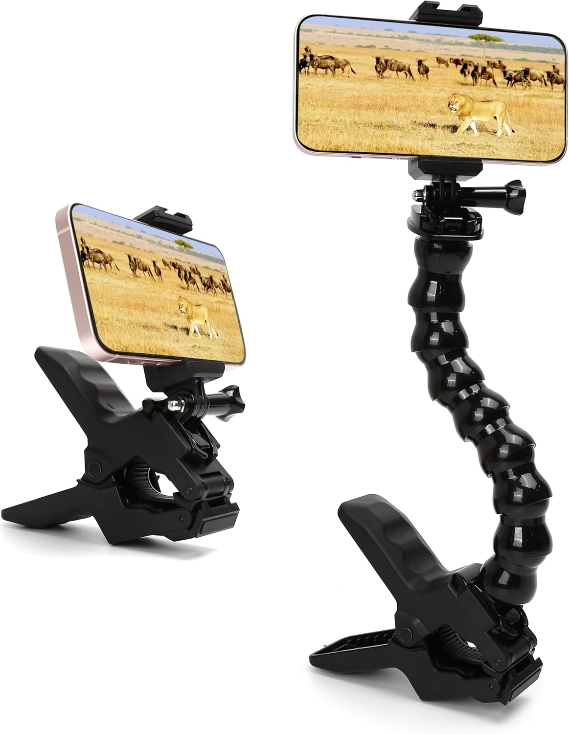 Gooseneck Phone Holder Flex Clamp Clip Mount with Flexible Jaws for Desk, Pole, or Mobile Stand Adjustable Compatible with iPhone 14, 13 Pro, XS Max, XR, X, 8, 7, 6, 6s Plus and Other 4-7” Device Gooseneck Phone Holder Flex Clamp Clip Mount with Flexible Jaws for Desk, Pole, or Mobile Stand Adjustable Compatible with iPhone 14, 13 Pro, XS Max, XR, X, 8, 7, 6, 6s Plus and Other 4-7” Device