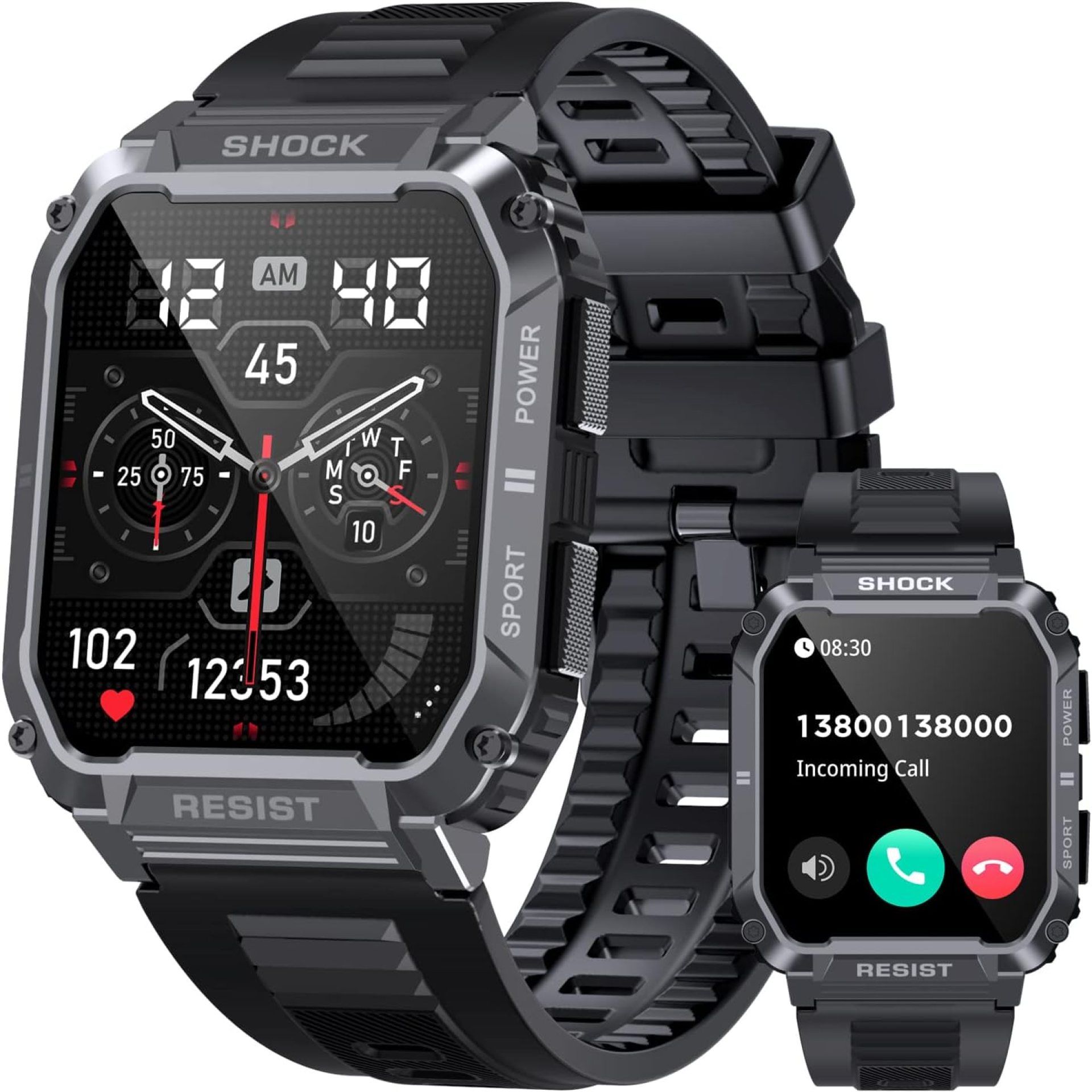 Military Smart Watches for Men (Answer/Make Calls), 1.95″ HD Display Fitness Watches, IP68 Waterproof Fitness Tracker with Sleep Monitor/120+ Sports Modes, 50 Day, Smart Watch for Android/iPhone Military Smart Watches for Men (Answer/Make Calls), 1.95″ HD Display Fitness Watches, IP68 Waterproof Fitness Tracker with Sleep Monitor/120+ Sports Modes, 50 Day, Smart Watch for Android/iPhone