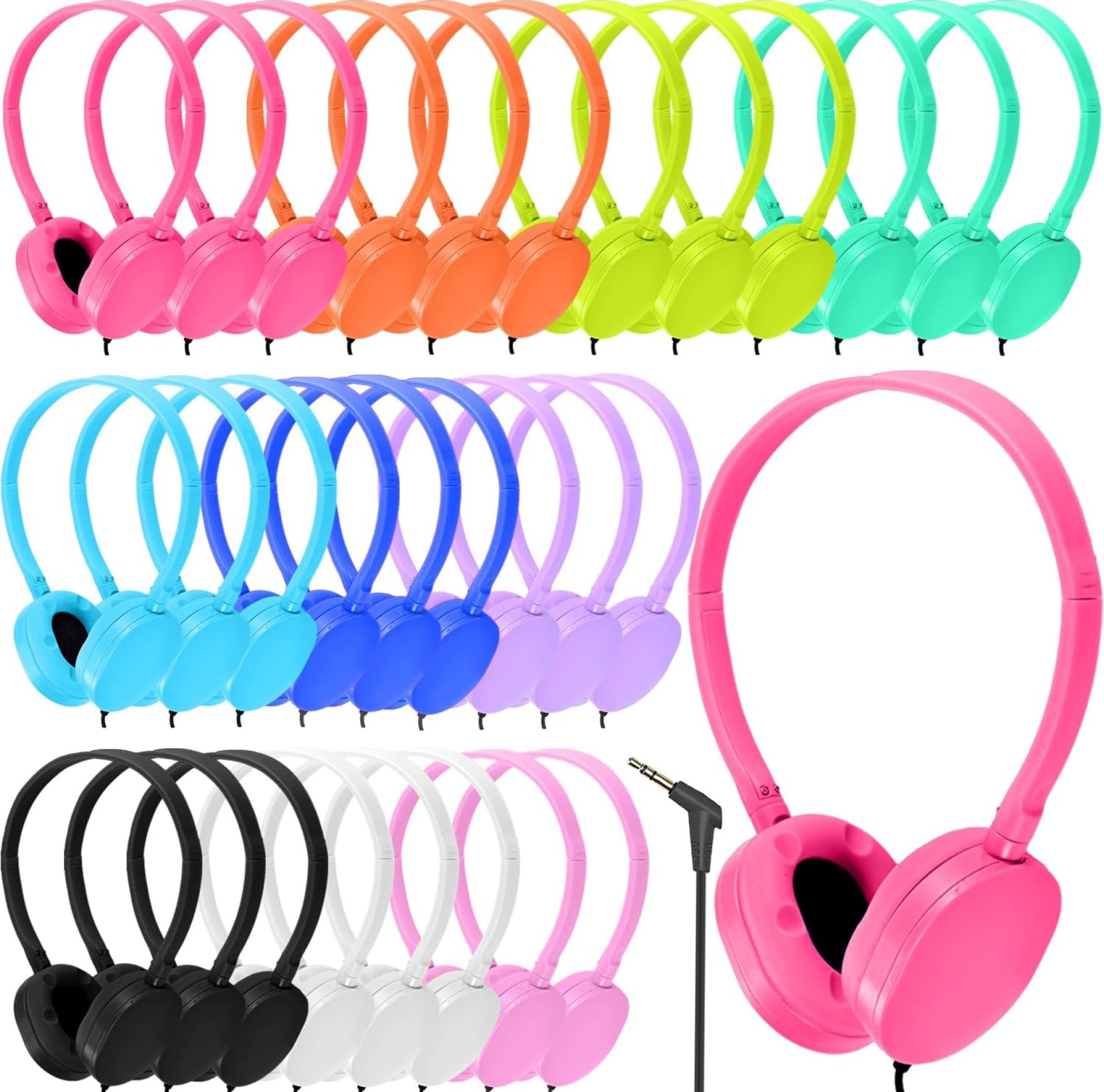 30 Pack Kids Headphones Bulk for Classroom School Library,Durable Wholesale Wired Headphones for Kids Student Boys Girls Adults,HD Sound 3.5mm Jack (10 Color) 30 Pack Kids Headphones Bulk for Classroom School Library,Durable Wholesale Wired Headphones for Kids Student Boys Girls Adults,HD Sound 3.5mm Jack (10 Color)