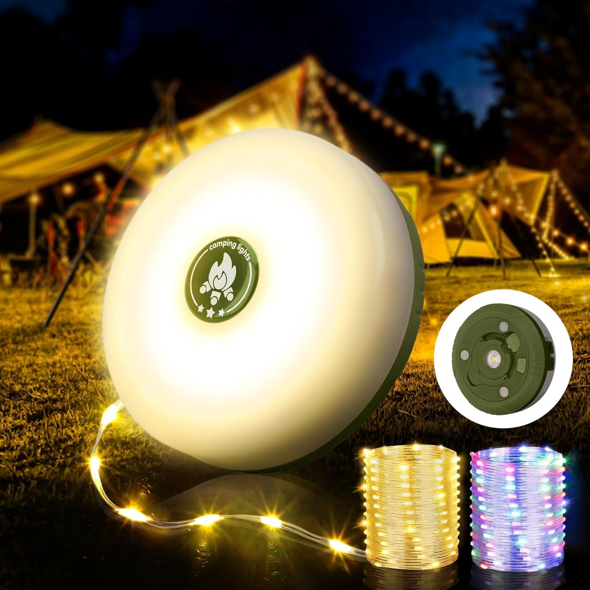 Camping String Lights, 4 in 1 Quick Storage 32.8FT Rechargeable Tent Lights String with 8 Lighting Modes, Hanging Waterproof Portable LED Lamp for Outdoor Patio Awning Garden Party Essentials Camping String Lights, 4 in 1 Quick Storage 32.8FT Rechargeable Tent Lights String with 8 Lighting Modes, Hanging Waterproof Portable LED Lamp for Outdoor Patio Awning Garden Party Essentials