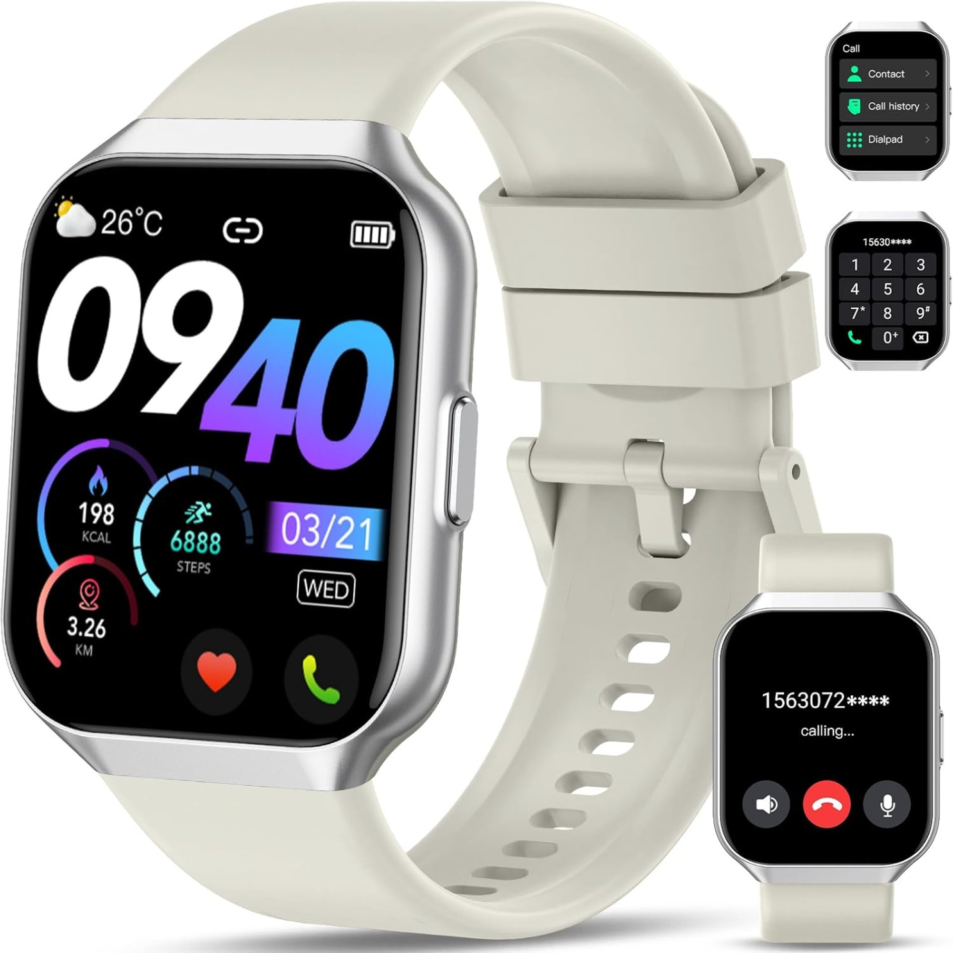 Smart Watch for Men Women (Answer/Make Call), 1.96″ Smartwatch Fitness Activity Tracker, 110+ Sports IP68 Waterproof, Heart Rate/Sleep Monitor/Pedometer/Calories, Fitness Watch for Android iOS White Smart Watch for Men Women (Answer/Make Call), 1.96″ Smartwatch Fitness Activity Tracker, 110+ Sports IP68 Waterproof, Heart Rate/Sleep Monitor/Pedometer/Calories, Fitness Watch for Android iOS White