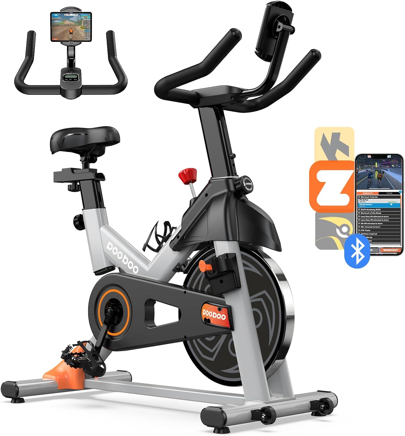 pooboo Exercise Bike, Adjustable Magnetic/Brake Pad Resistance Silent Belt Drive, Indoor Cycling Bike for Home Cardio, Fitness Stationary Bike with 350lbs/300lbs Weight Capacity &Upgraded Version Seat pooboo Exercise Bike, Adjustable Magnetic/Brake Pad Resistance Silent Belt Drive, Indoor Cycling Bike for Home Cardio, Fitness Stationary Bike with 350lbs/300lbs Weight Capacity &Upgraded Version Seat