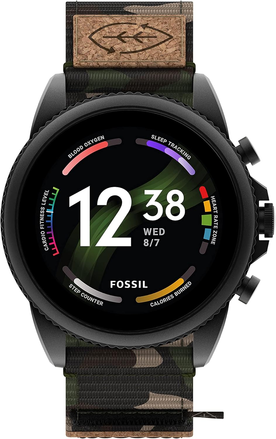 Fossil Men’s Gen 6 44mm Stainless Steel and Cork Touchscreen Smart Watch, Stainless steel, Color: Black, Camo (Model: FTW4063V) Fossil Men’s Gen 6 44mm Stainless Steel and Cork Touchscreen Smart Watch, Stainless steel, Color: Black, Camo (Model: FTW4063V)