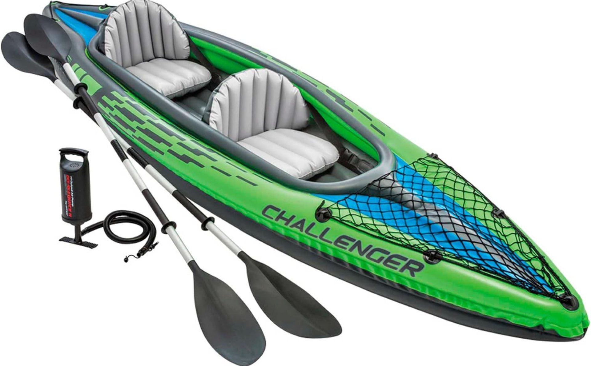 INTEX Challenger Inflatable Kayak Series: Includes Deluxe 86in Kayak Paddles and High-Output Pump – SuperStrong PVC – Adjustable Seat with Backrest – Removable Skeg – Cargo Storage Net INTEX Challenger Inflatable Kayak Series: Includes Deluxe 86in Kayak Paddles and High-Output Pump – SuperStrong PVC – Adjustable Seat with Backrest – Removable Skeg – Cargo Storage Net