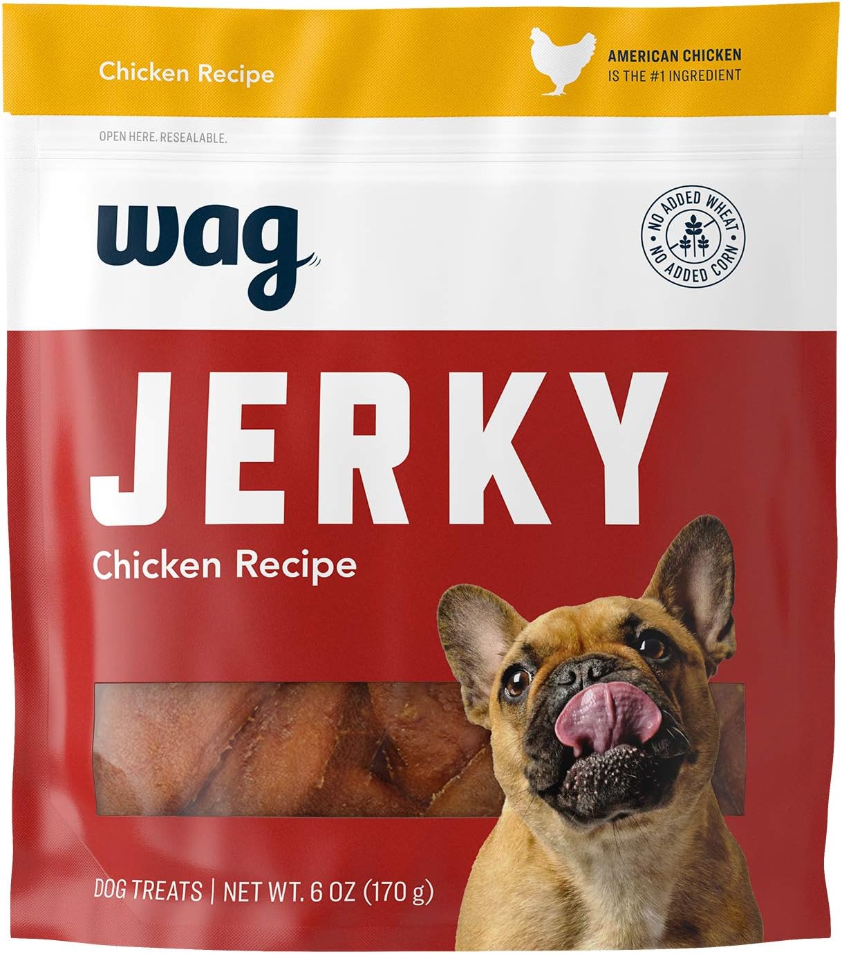 Amazon Brand – Wag Soft & Tender American Jerky Dog Treats – Chicken Recipe (6 oz) Amazon Brand – Wag Soft & Tender American Jerky Dog Treats – Chicken Recipe (6 oz)