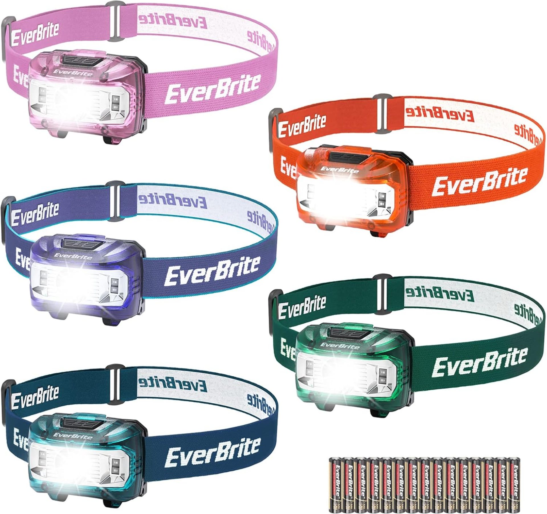 EverBrite Headlamp, 5 Pack Kids Headlamp with Red Light and Memory Function, Head Lamp for Adults and Kids with 5 Modes, Bright Headlamps for Camping, Running, Batteries Included EverBrite Headlamp, 5 Pack Kids Headlamp with Red Light and Memory Function, Head Lamp for Adults and Kids with 5 Modes, Bright Headlamps for Camping, Running, Batteries Included