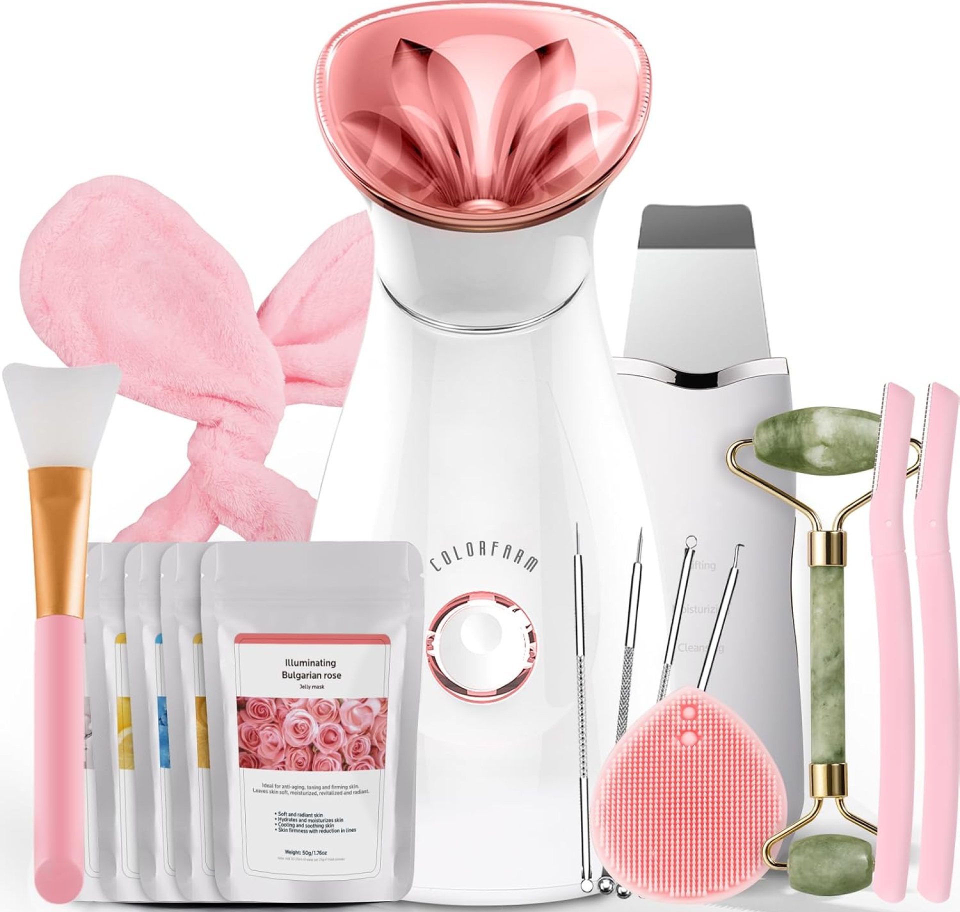 Colorfarm Facial Steamer Nano Ionic: Face Steamer Home Spa Kit Deep Cleaning Unclogs Pores Sinuses Inhaler with 8 Skin Care Tools – Humidifier Hot Mist Self Care Gifts for Women Colorfarm Facial Steamer Nano Ionic: Face Steamer Home Spa Kit Deep Cleaning Unclogs Pores Sinuses Inhaler with 8 Skin Care Tools – Humidifier Hot Mist Self Care Gifts for Women