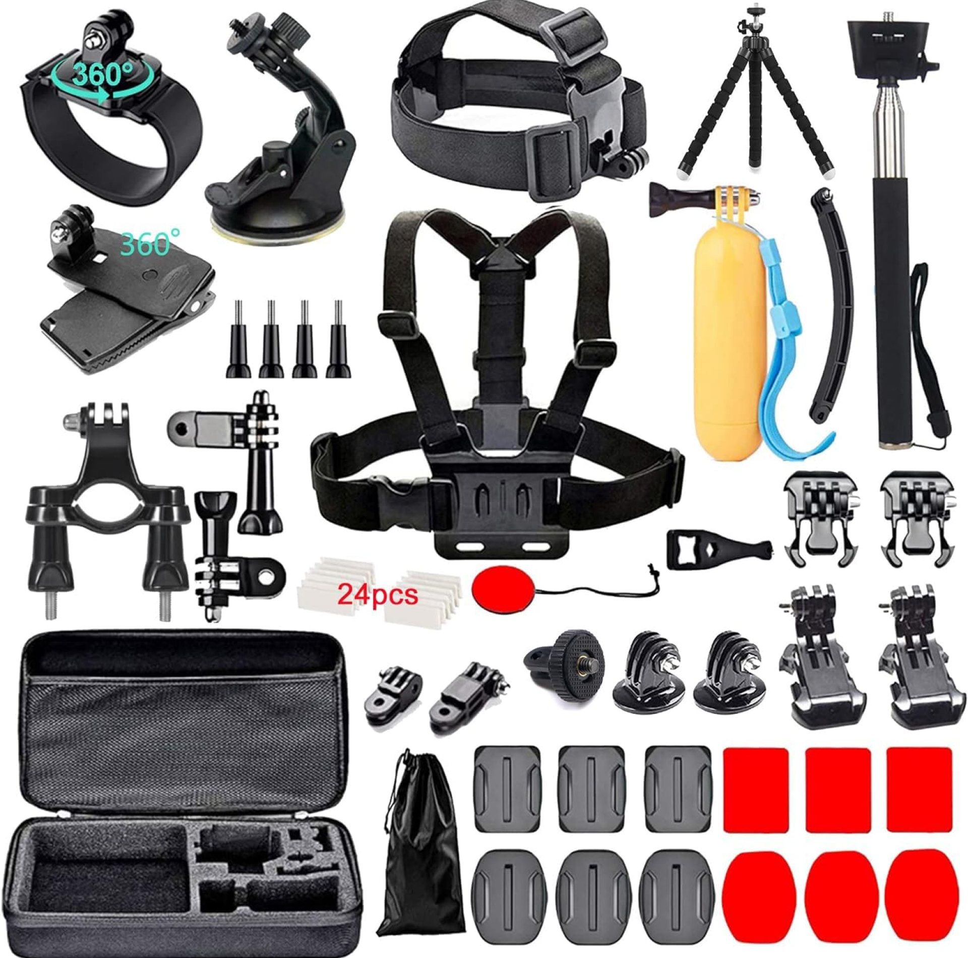 Black pro 60 in 1 Camera Accessories Kit Compatible with GoPro Hero 13 12 11 10 9 8 7, GoPro Max, GoPro Fusion, DJI Osmo Action, AKASO, APEMAN, Campark, SJCAM Black pro 60 in 1 Camera Accessories Kit Compatible with GoPro Hero 13 12 11 10 9 8 7, GoPro Max, GoPro Fusion, DJI Osmo Action, AKASO, APEMAN, Campark, SJCAM