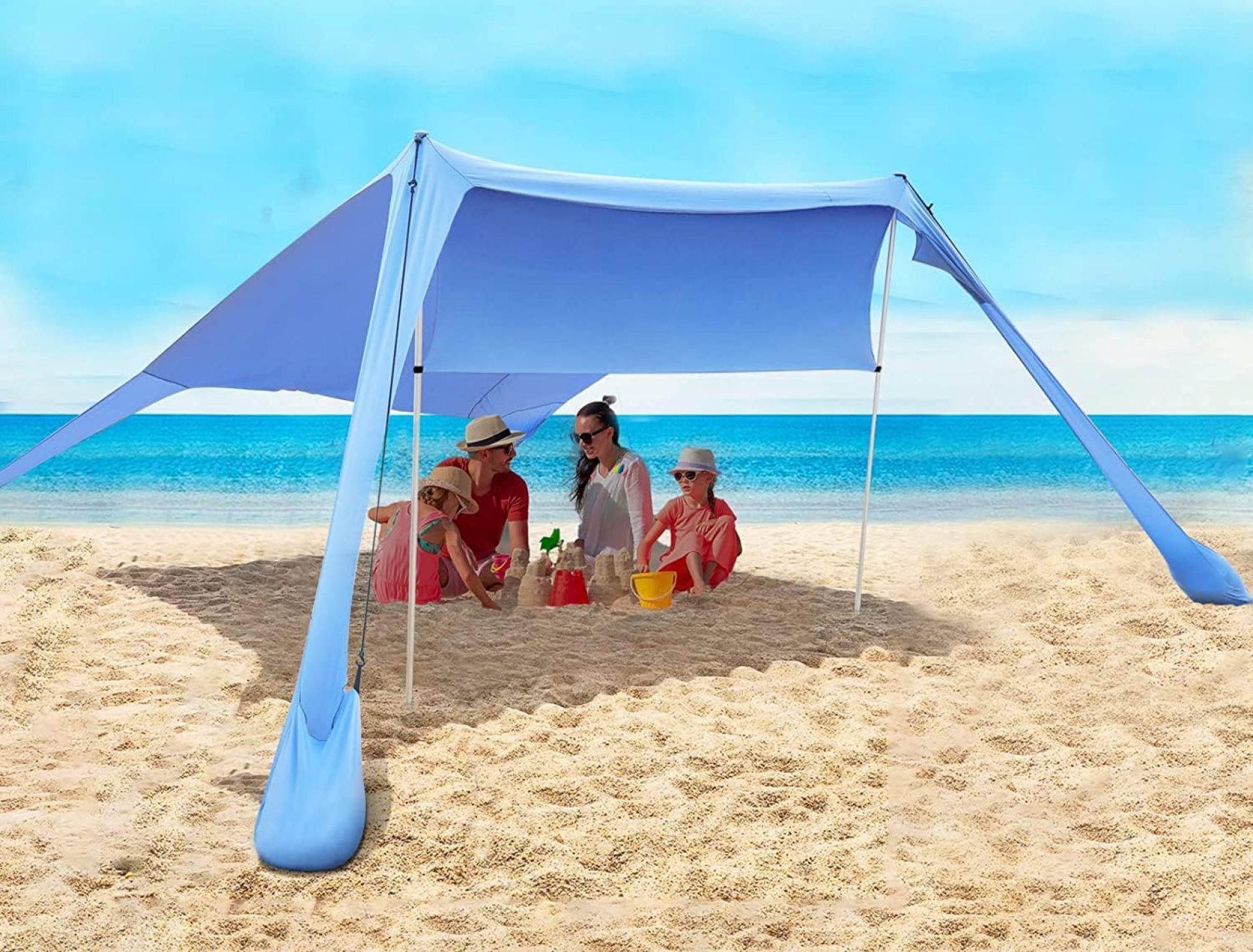 FBSPORT Beach Tent Sun Shelter, Portable Beach Shade Canopy UPF50+ with Sandbags for Outdoor Family Camping, Fishing, Backyard Fun, Picnic, 7 x 7ft FBSPORT Beach Tent Sun Shelter, Portable Beach Shade Canopy UPF50+ with Sandbags for Outdoor Family Camping, Fishing, Backyard Fun, Picnic, 7 x 7ft