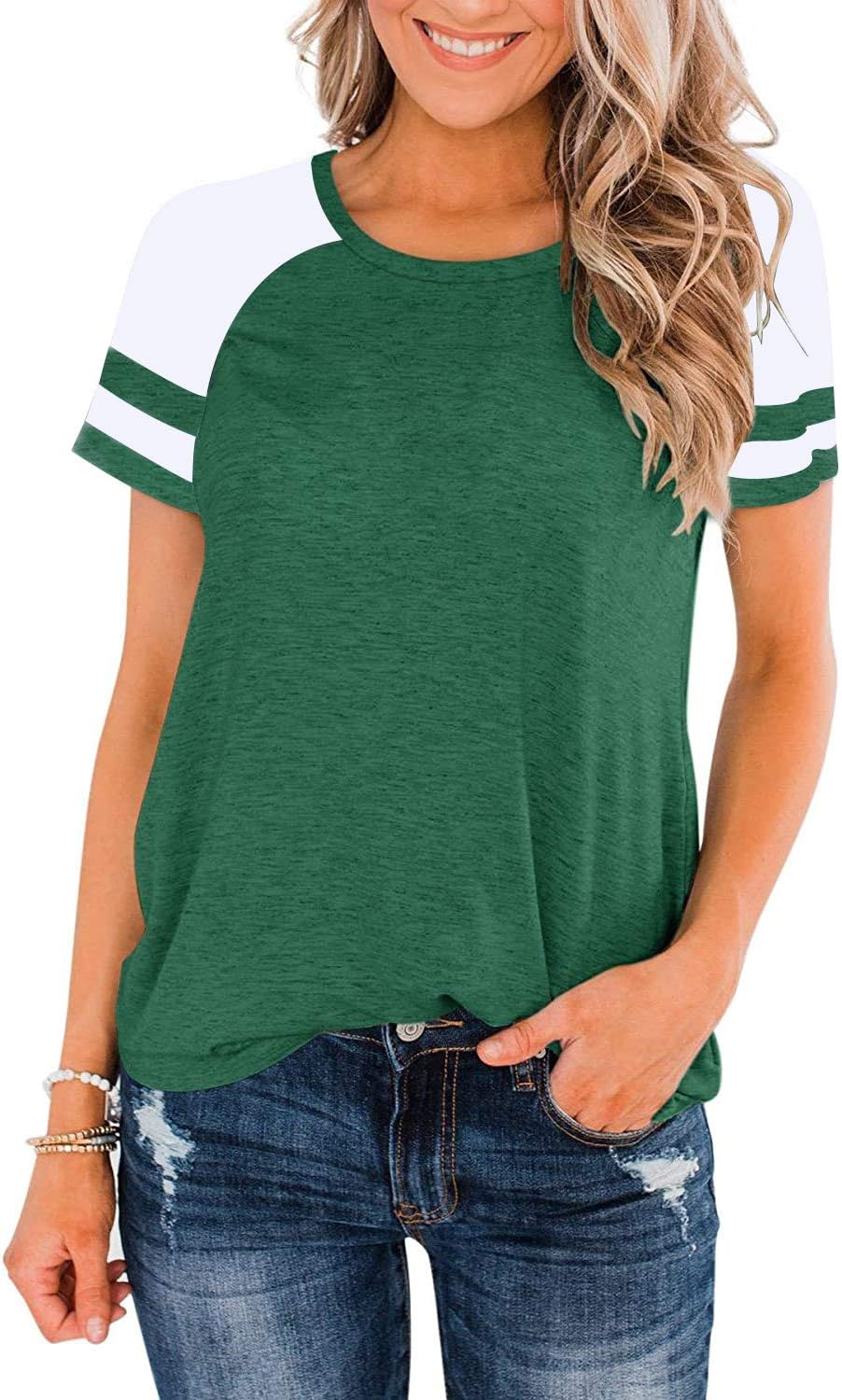 Heymiss Womens Shirts Casual Tunic Tops Color Block Crewneck Summer Loose Fitting Workout Tee Shirts Heymiss Womens Shirts Casual Tunic Tops Color Block Crewneck Summer Loose Fitting Workout Tee Shirts