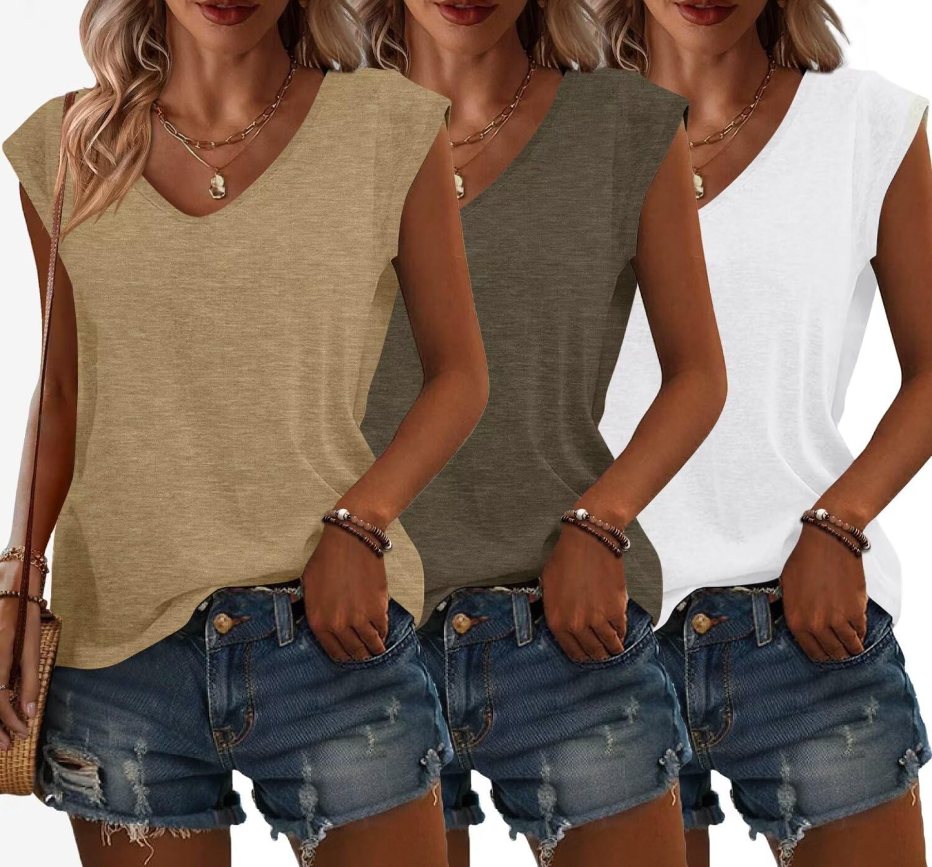 Bliwov 3 Pack Women’s Cap Sleeve Tank Tops U Neck Spring Summer Tops Casual Tee Shirts 2025 Beach Vacation Fashion Clothes Bliwov 3 Pack Women’s Cap Sleeve Tank Tops U Neck Spring Summer Tops Casual Tee Shirts 2025 Beach Vacation Fashion Clothes