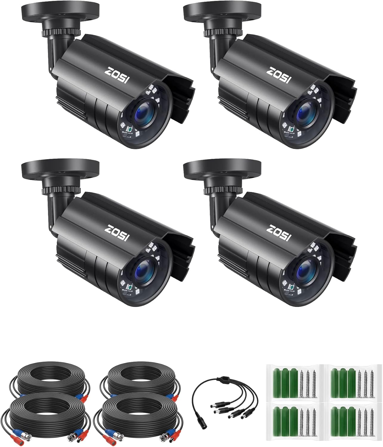 ZOSI 4PK 1920TVL 1080P Security Camera 3.6mm Lens 2MP CCTV Camera Home Security Day Night Waterproof Camera for 1080P/5MP/4K HD-TVI Analog DVR System ZOSI 4PK 1920TVL 1080P Security Camera 3.6mm Lens 2MP CCTV Camera Home Security Day Night Waterproof Camera for 1080P/5MP/4K HD-TVI Analog DVR System