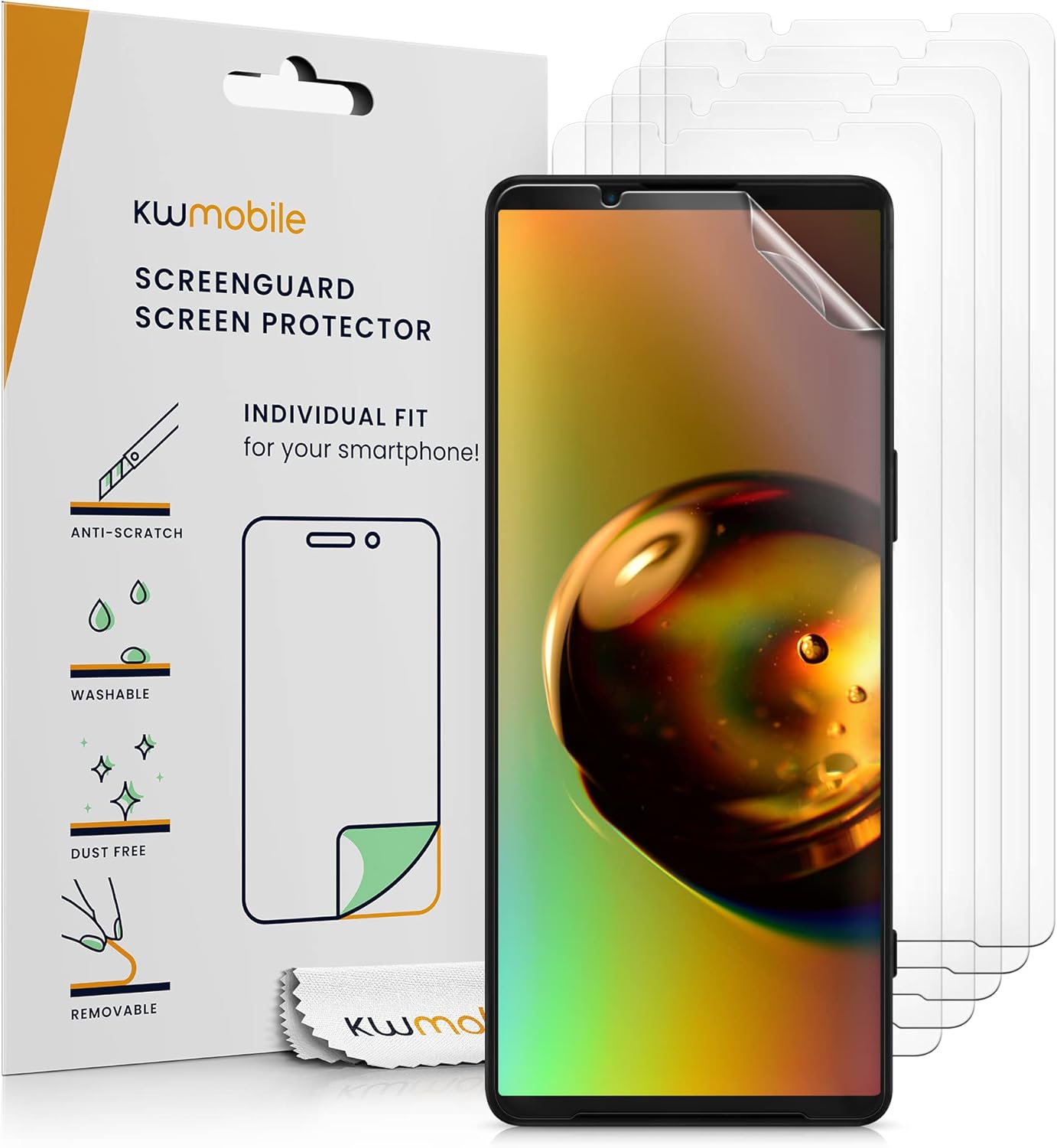 kwmobile Screen Protectors Compatible with Sony Xperia 1 V Screen Protector – 6X Ultra-Clear Transparent Phone Films kwmobile Screen Protectors Compatible with Sony Xperia 1 V Screen Protector – 6X Ultra-Clear Transparent Phone Films