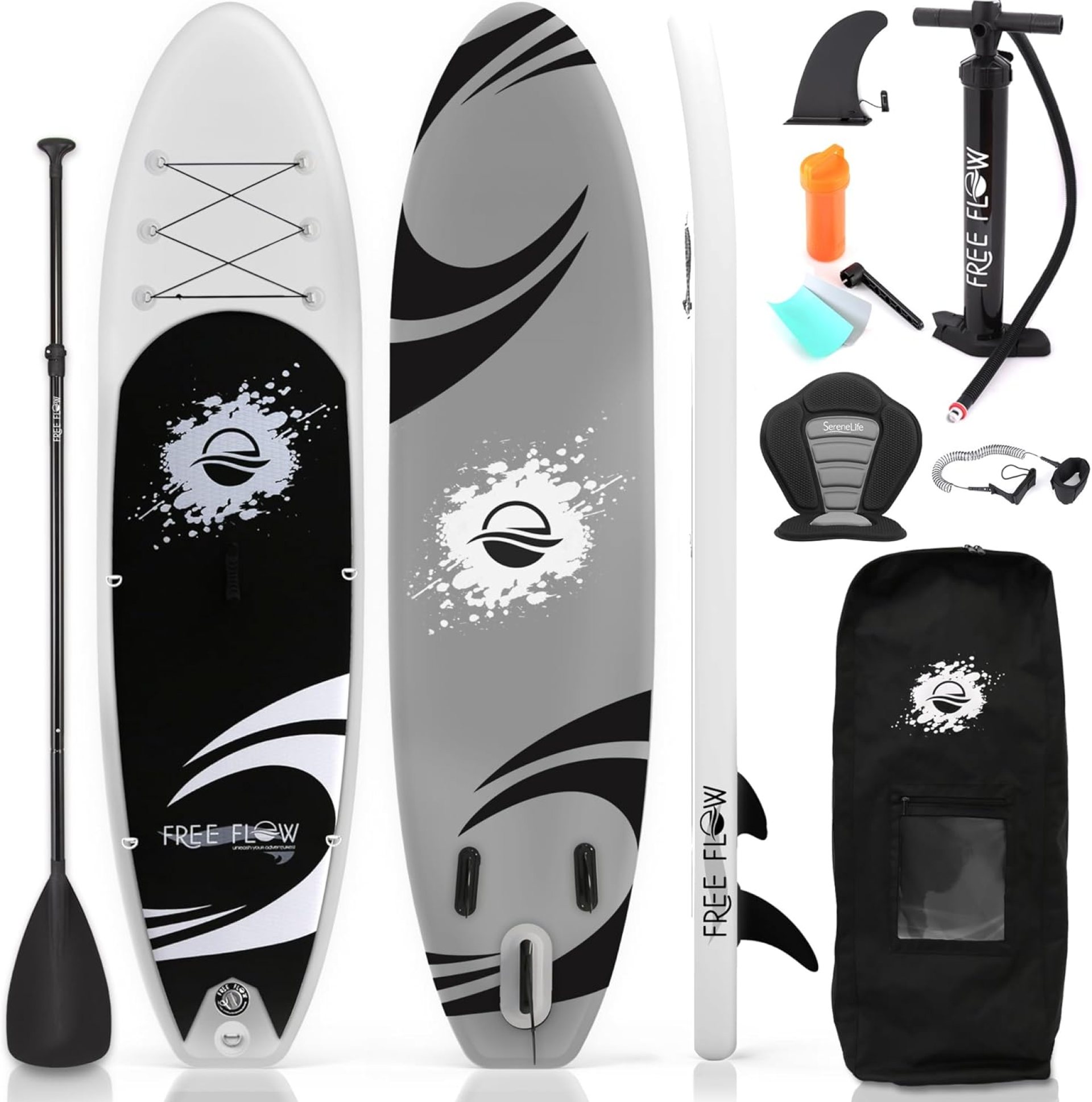 SereneLife Inflatable Stand Up Paddle Board – Wide Stable Design, Non-Slip Deck for Adults & Youth with Premium Paddle Board Accessories, Carry Bag, Dual Action Pump, Paddle, Ankle Leash SereneLife Inflatable Stand Up Paddle Board – Wide Stable Design, Non-Slip Deck for Adults & Youth with Premium Paddle Board Accessories, Carry Bag, Dual Action Pump, Paddle, Ankle Leash