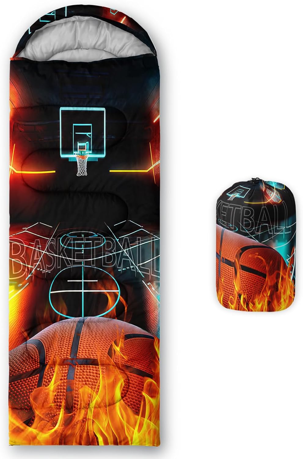 BSNTHO Basketball Fire Camping Sleeping Bags,3 Season Warm & Cool Weather,Lightweight,Waterproof Sleeping Bags for Adults & Kids,Traveling,and Outdoors,Camping Gear Equipment,31x90inch BSNTHO Basketball Fire Camping Sleeping Bags,3 Season Warm & Cool Weather,Lightweight,Waterproof Sleeping Bags for Adults & Kids,Traveling,and Outdoors,Camping Gear Equipment,31x90inch