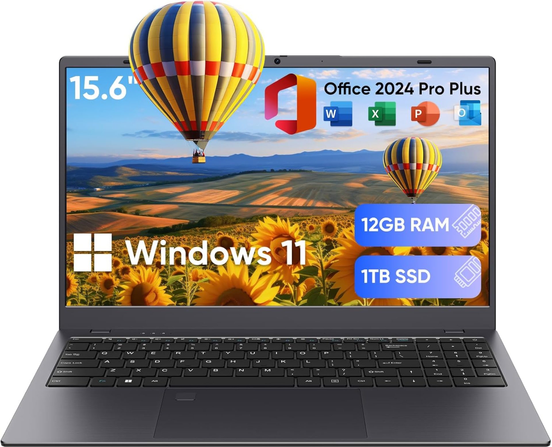 Laptop, 12GB LPDDR5 RAM 1TB SSD, Quad-Core N95 Processor Up to 3.4GHz, 15.6″ FHD IPS Display, Office Pro Plus 2024, WiFi 5, Webcam, Laptop Computer with Fingerprint for Students and Business Laptop, 12GB LPDDR5 RAM 1TB SSD, Quad-Core N95 Processor Up to 3.4GHz, 15.6″ FHD IPS Display, Office Pro Plus 2024, WiFi 5, Webcam, Laptop Computer with Fingerprint for Students and Business