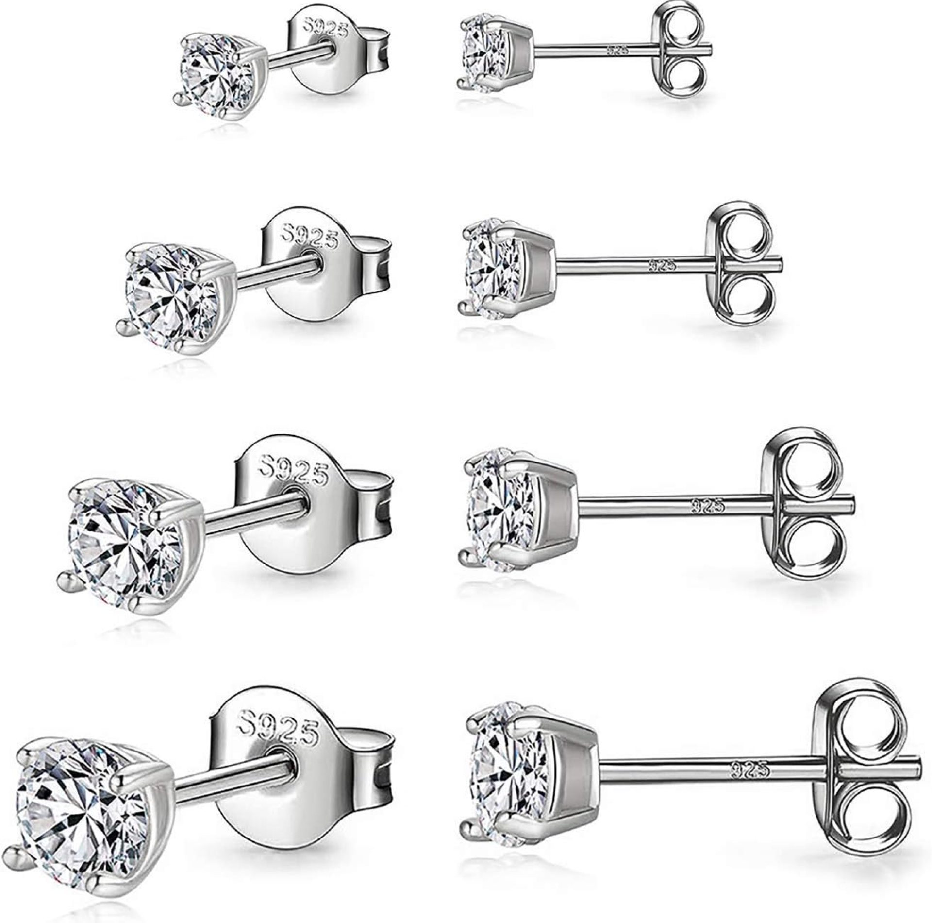 925 Sterling Silver Stud earrings Set | White Gold Plated Hypoallergenic Stud Earrings | Cubic Zirconia Stud Earrings for Women (2mm,3mm,4mm,5mm,6mm,7mm) 8 CZ colors options 925 Sterling Silver Stud earrings Set | White Gold Plated Hypoallergenic Stud Earrings | Cubic Zirconia Stud Earrings for Women (2mm,3mm,4mm,5mm,6mm,7mm) 8 CZ colors options