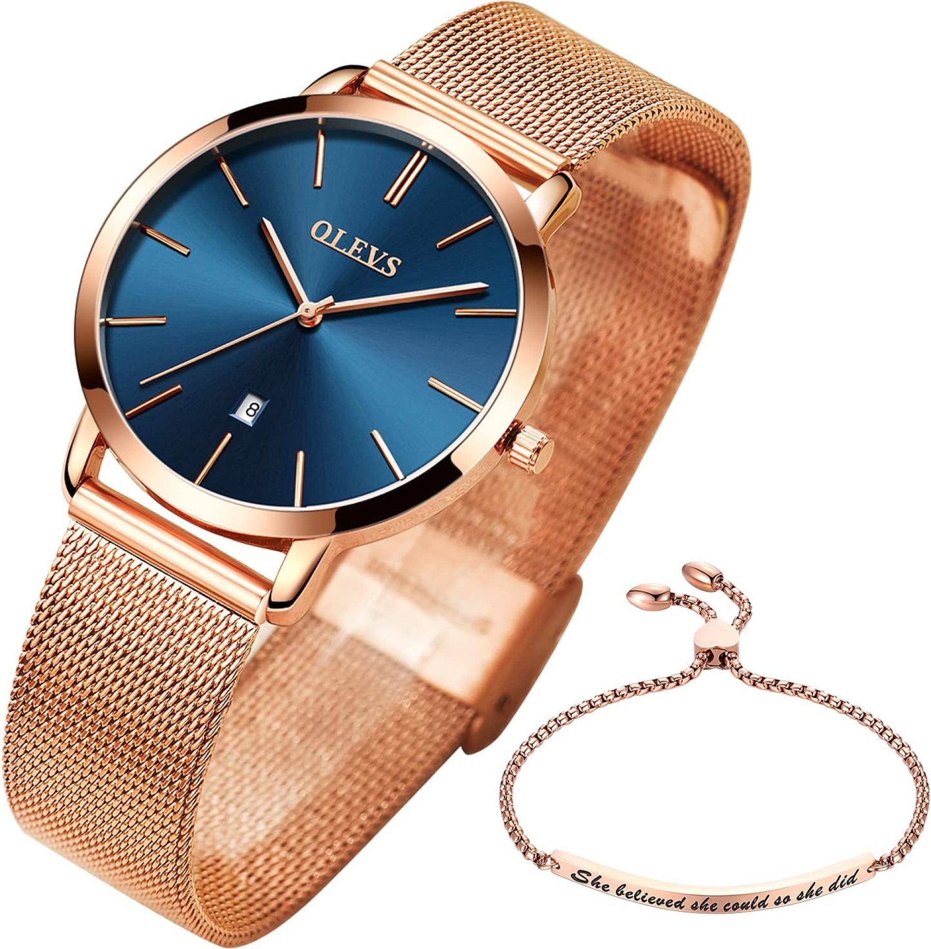 OLEVS Womens Watch Gifts Set with Bracelet Rose Gold for Lady Female Minimalist Simple Slim Thin Casual Dress Analog Quartz Wrist Watches Waterproof Two Tone OLEVS Womens Watch Gifts Set with Bracelet Rose Gold for Lady Female Minimalist Simple Slim Thin Casual Dress Analog Quartz Wrist Watches Waterproof Two Tone