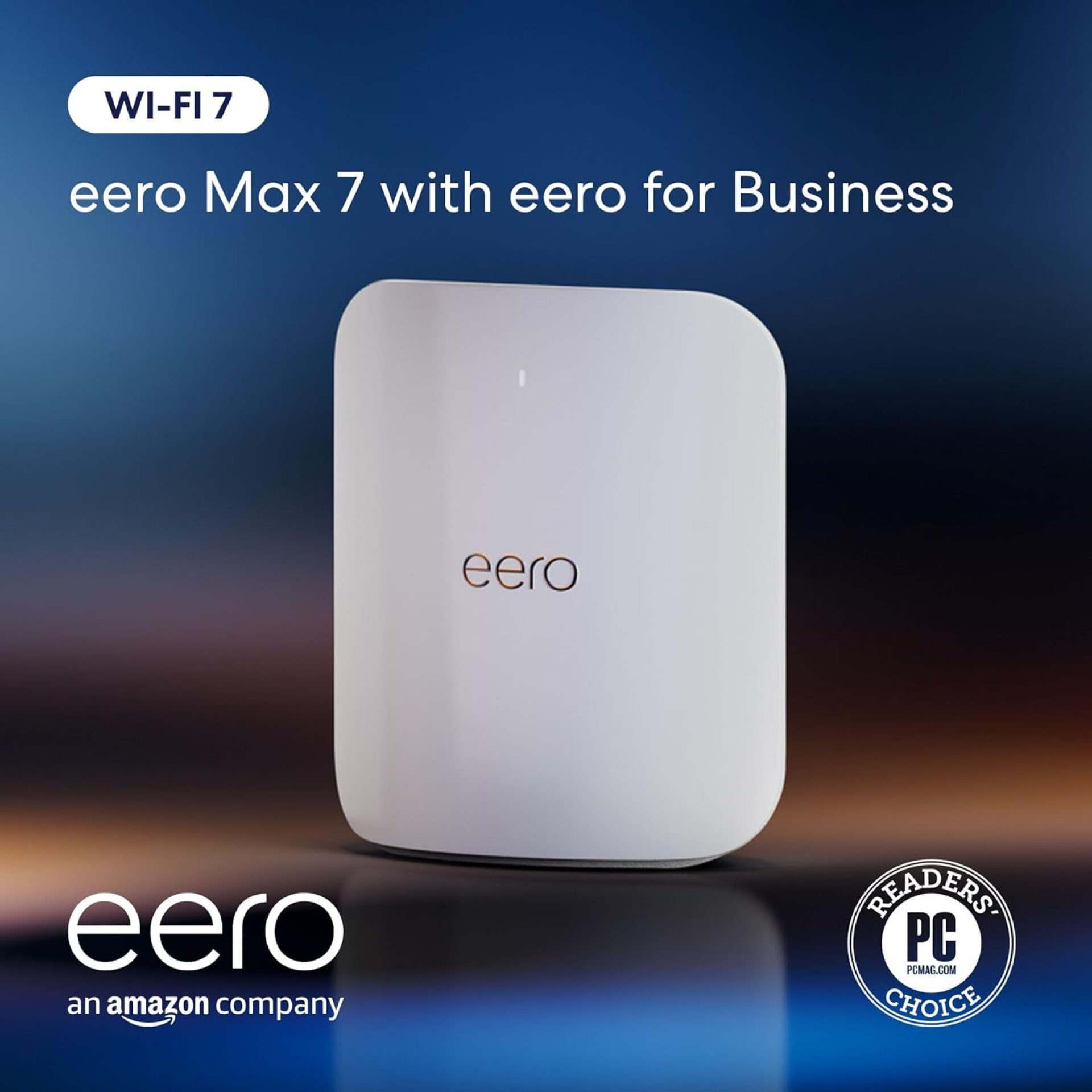 Amazon eero Max 7 mesh wifi router with 1 month free eero for Business (auto-renews annually) – Supports internet plans up to 10 Gbps, Coverage up to 2,500 sq. ft., Connect 250+ devices, 1-pack Amazon eero Max 7 mesh wifi router with 1 month free eero for Business (auto-renews annually) – Supports internet plans up to 10 Gbps, Coverage up to 2,500 sq. ft., Connect 250+ devices, 1-pack